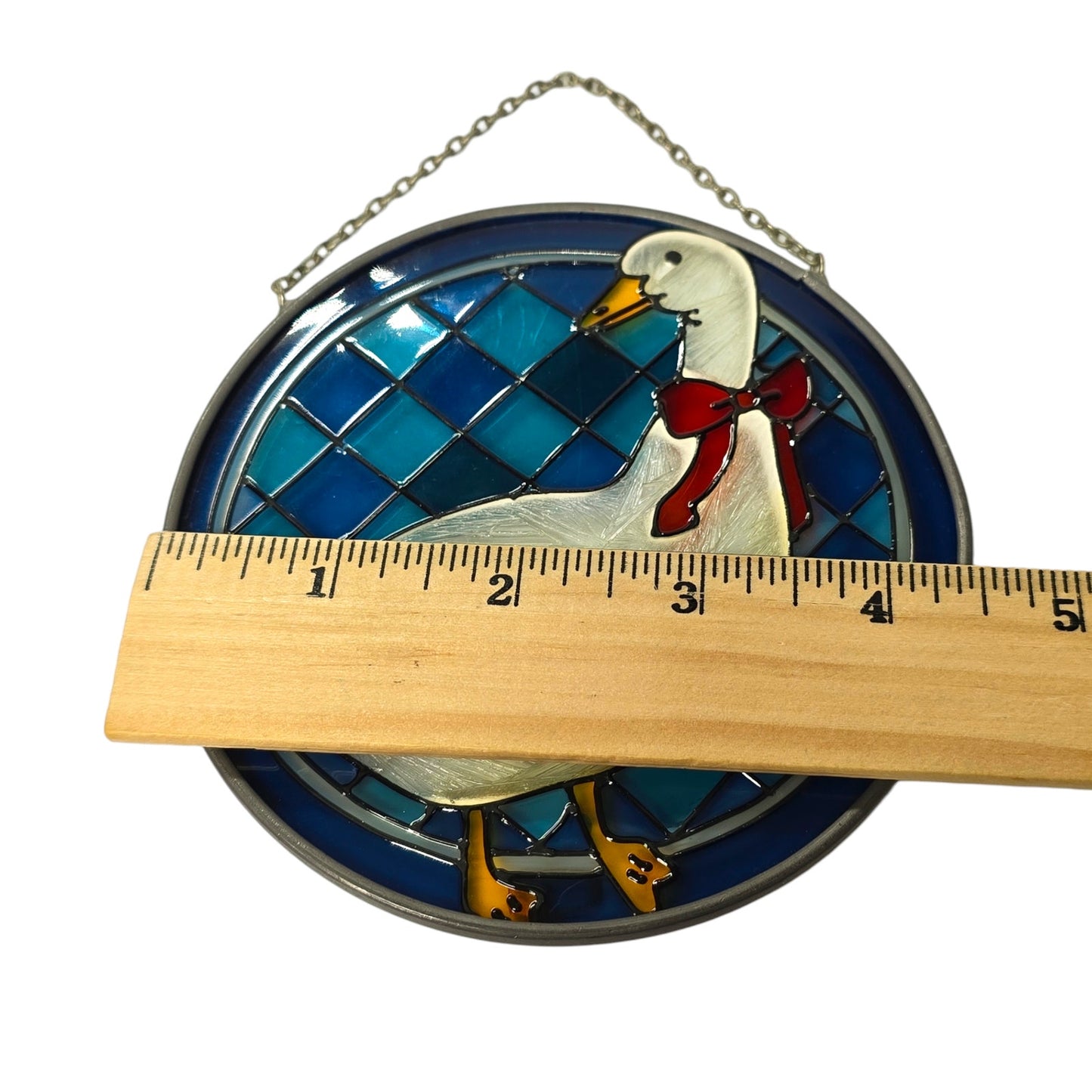 Vintage Goose Duck Stained Glass Sun Catcher, Made in Korea