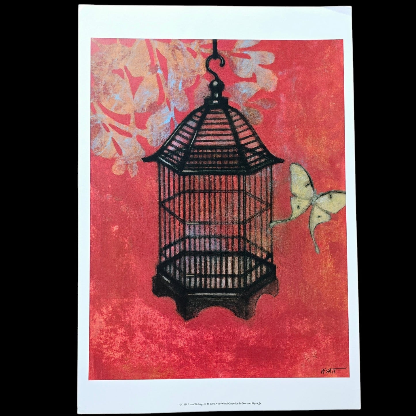 Two 16x12 Butterfly Art Prints: "Asian Birdcage I and II, 2008 New World Graphics by Norman Wyatt, Jr.