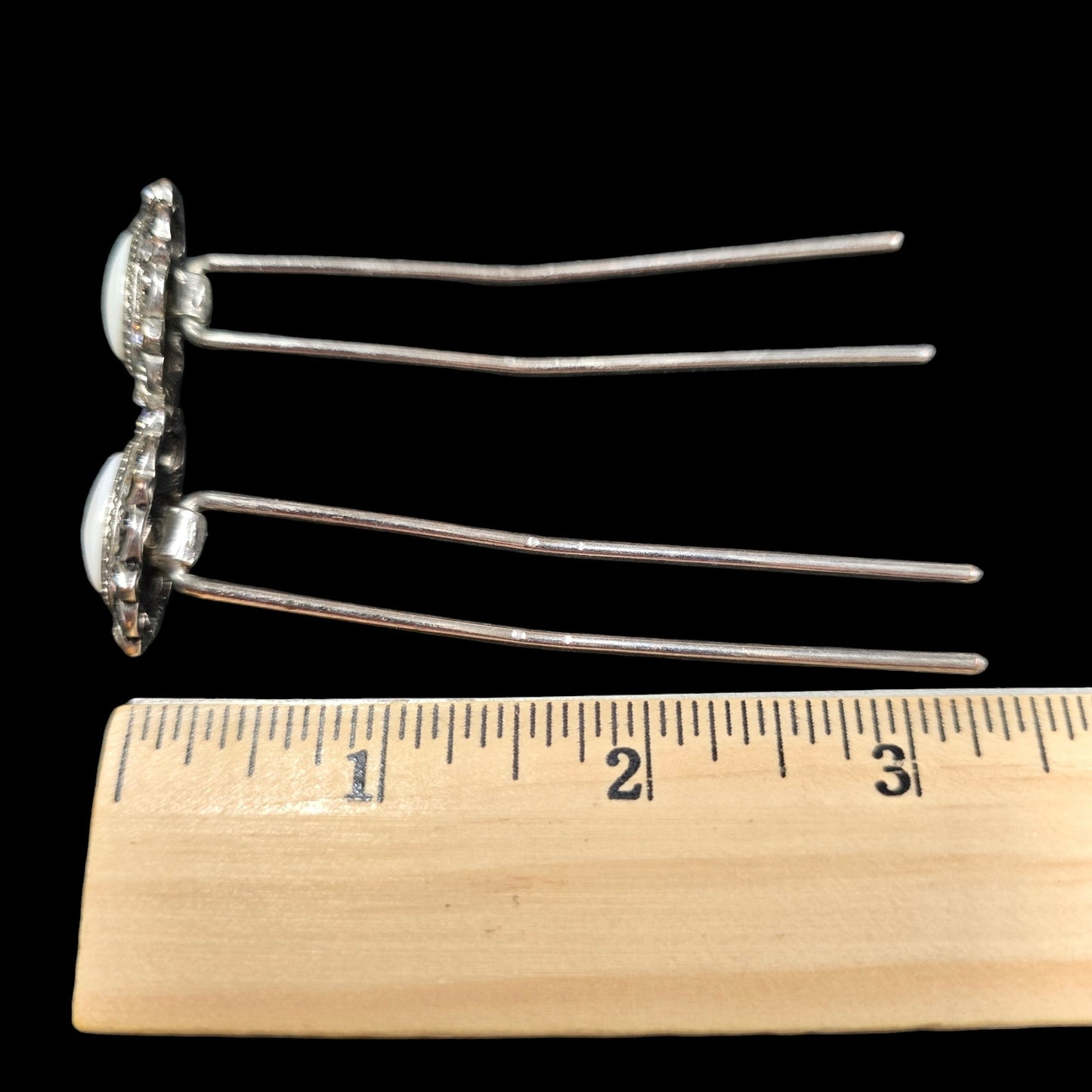Set of 3 Hair Accessories, 2 Hair Forks, 1 Hair Pin, Bridal Hair, Something Blue, Turquoise and Rhinestones