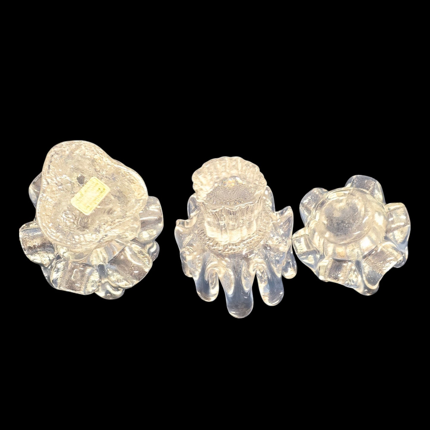 Set of 3 Handblown Randsfjord Glass Norway Special Crystal Sunflower Ice Votive Holder