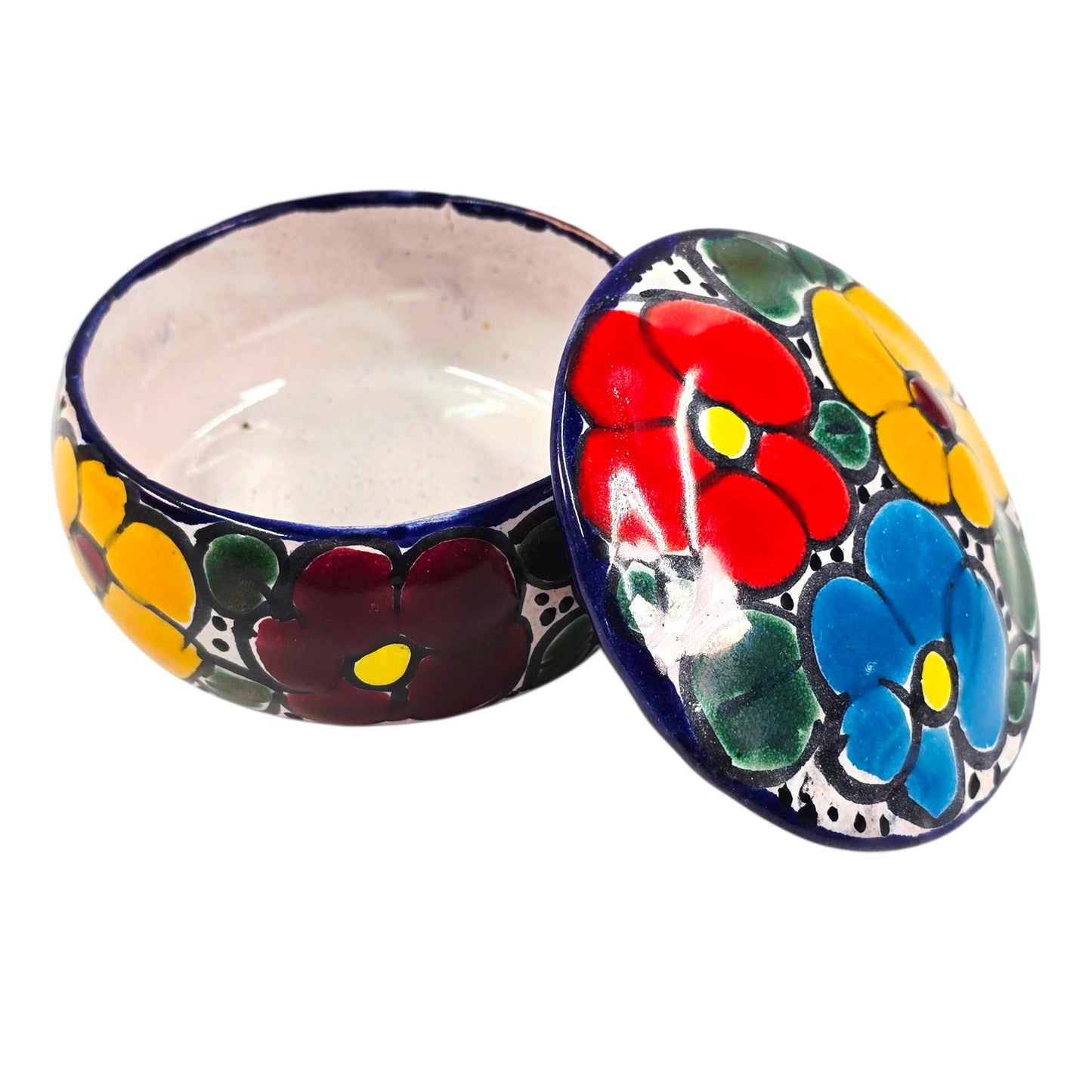 Talavera Jewelry Box Mexican Pottery Trinket Box Vibrant Colors Hand-Painted