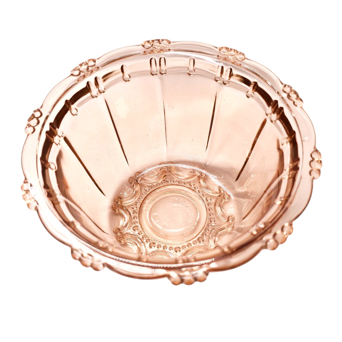 Vintage Indonesian Pink Glass Trinket Dish Oyster Pearl Pattern