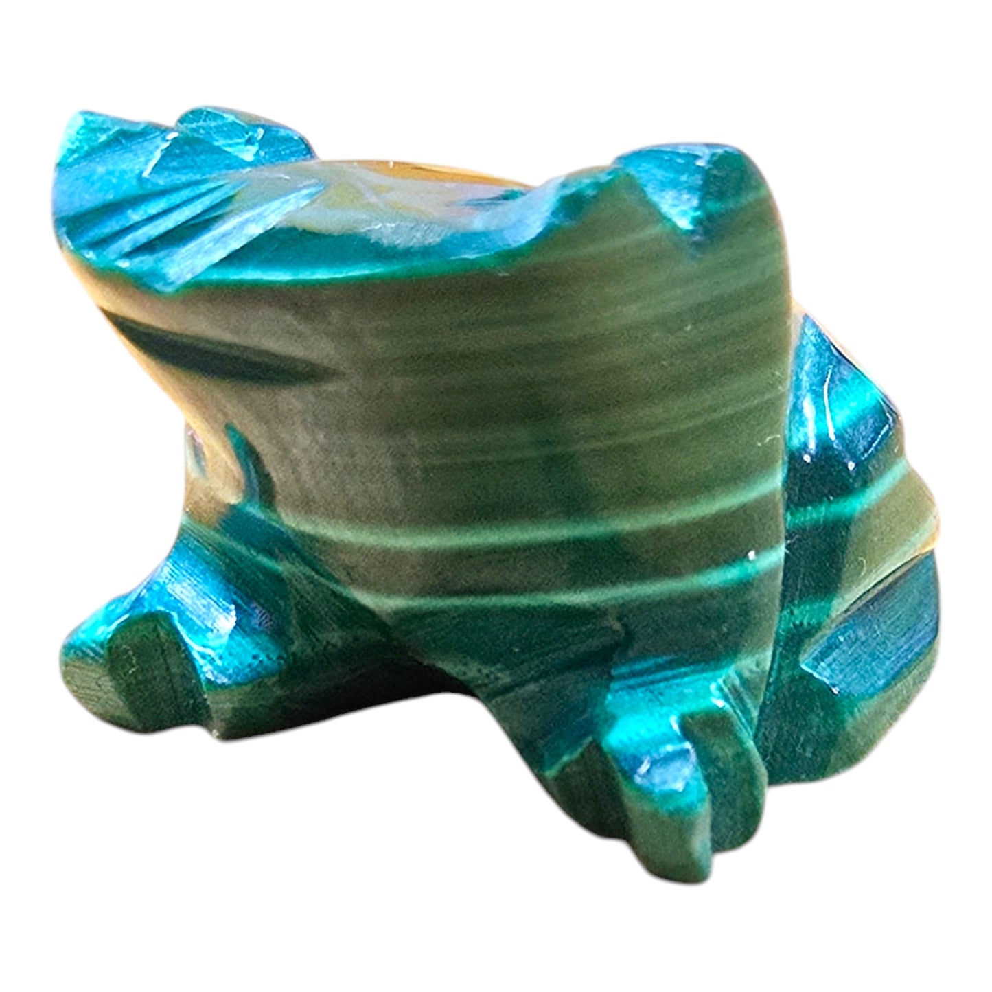 Vintage Tiny Malachite Frog Figurine FLAW, See details