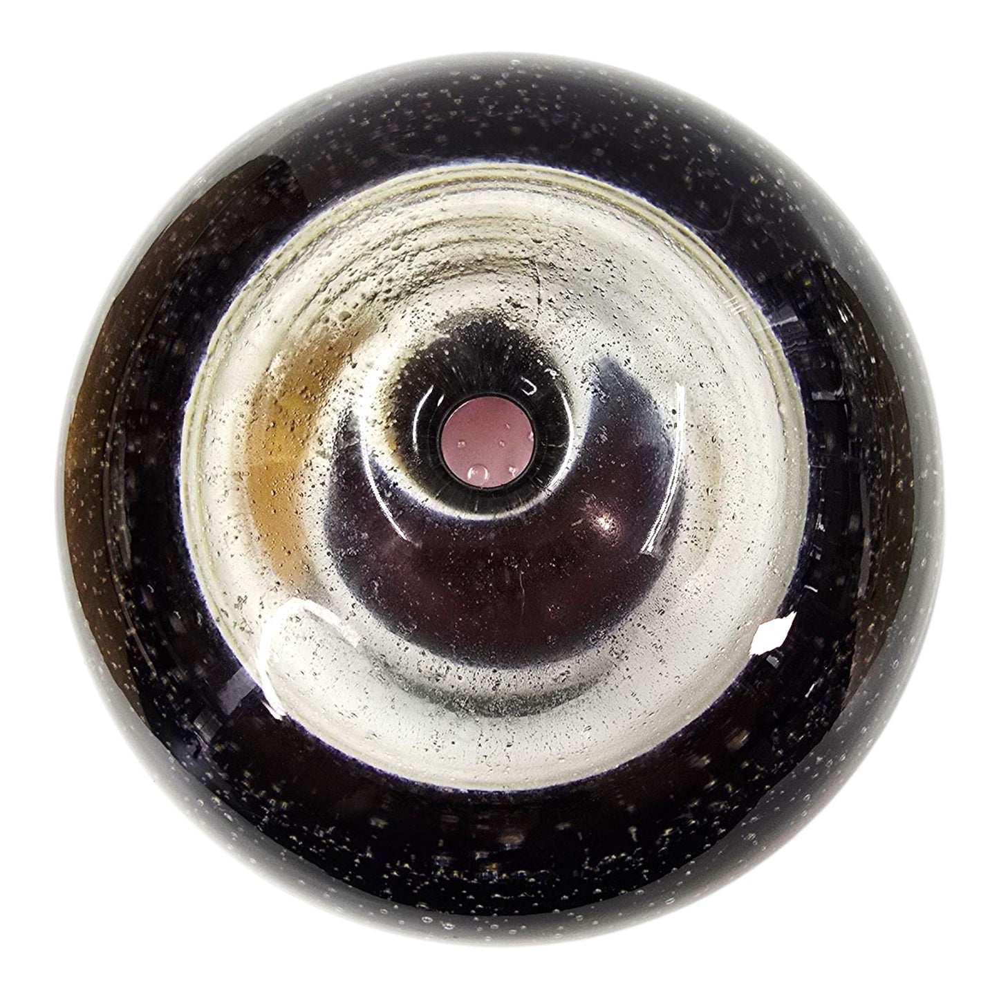 Polish Art Glass Orb Oil Lamp Paperweight Purple Glass Control Bubbles