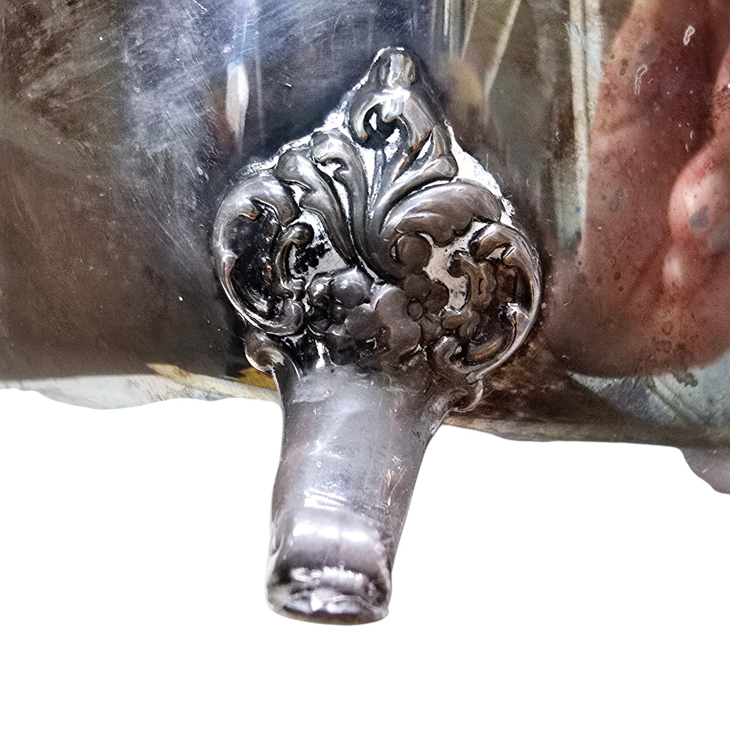 Vtg Silverplate Baroque by Wallace Silent Butler Crumb Butler Footed Wood Handle 276