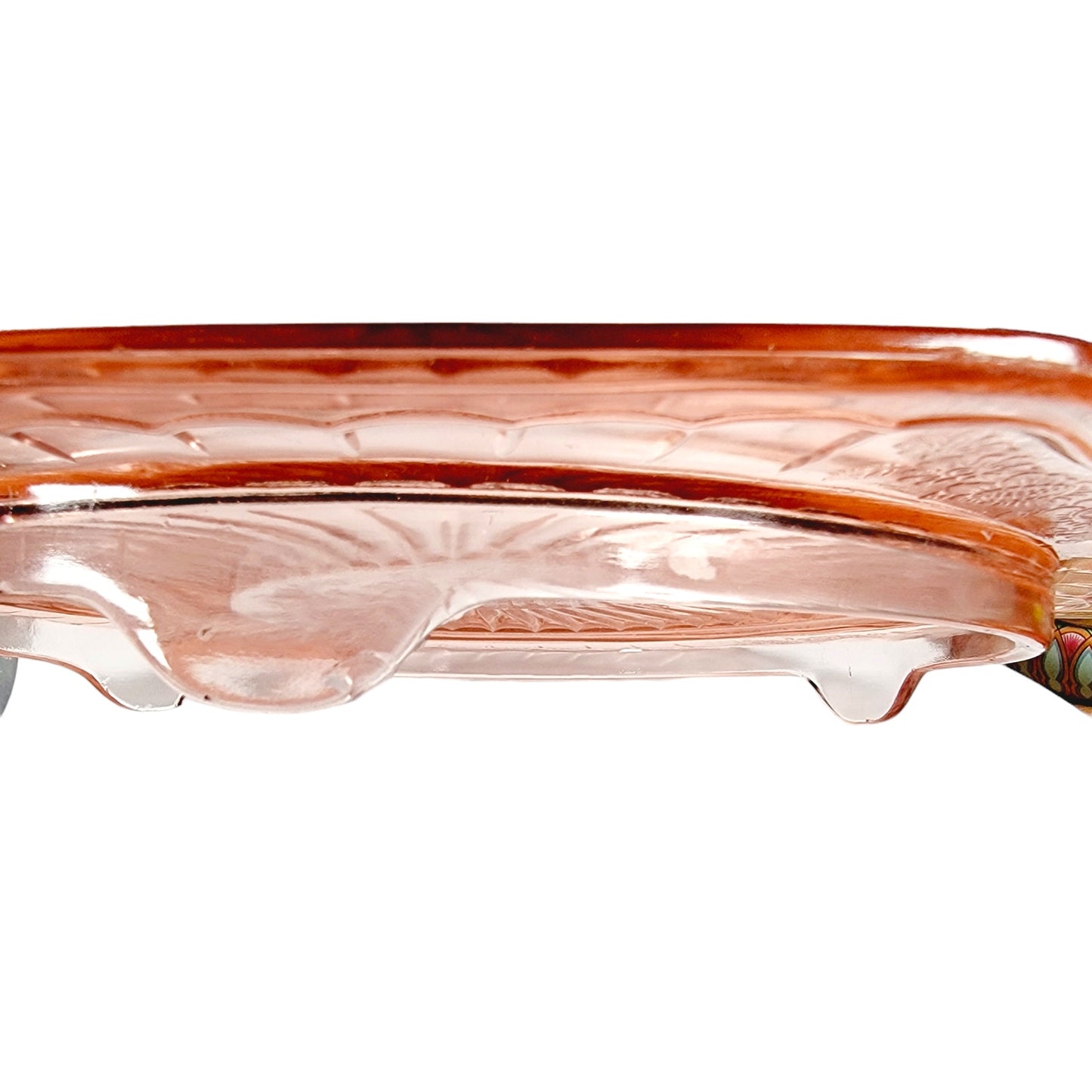 AS IS Vtg Pink Depression Glass Anchor Hocking Mayfair Open Rose Footed Cake Plate FLAW