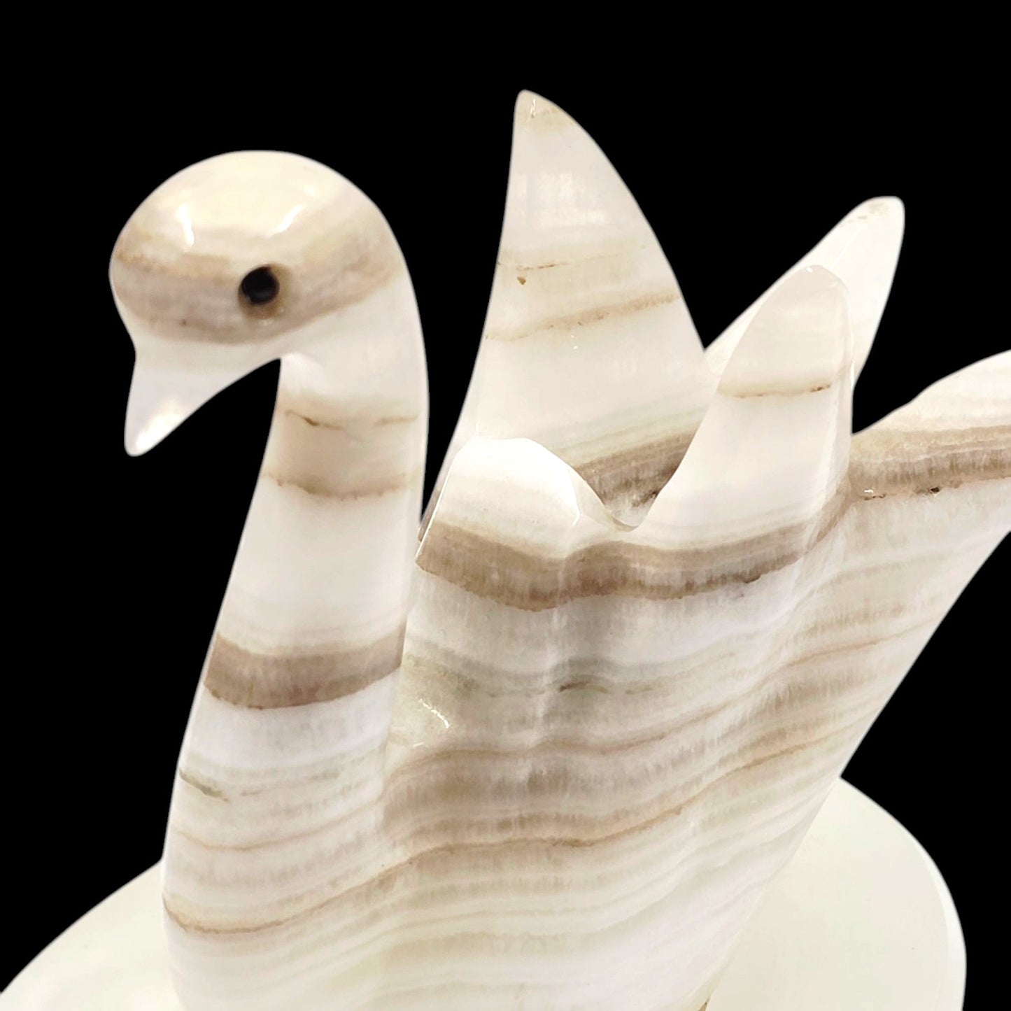 Vintage Onyx Swan Pen Holder, Cigarette Stem Holder, Candle Holder, Paperweight
