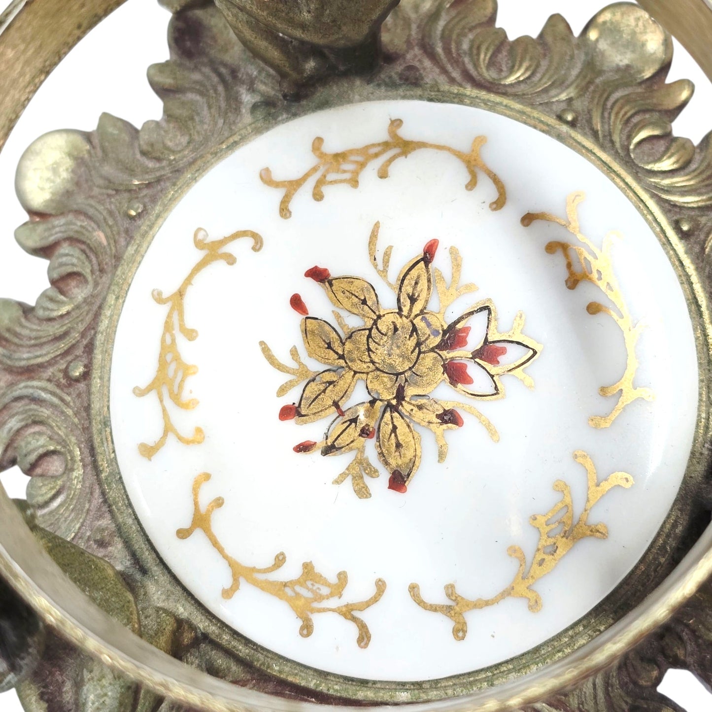 Vtg Vanity Cherub Perfume Bottle Holder Orb Stand Heavy Orante Hollywood Regency