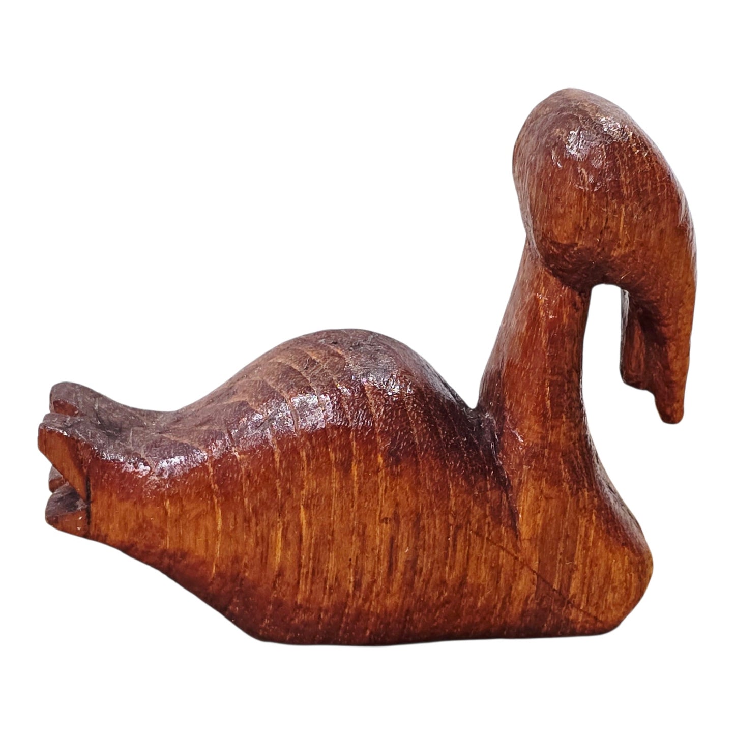 Vintage Hand Carved Wooden Bird Figurine Small 3.5" Folk Art Animal