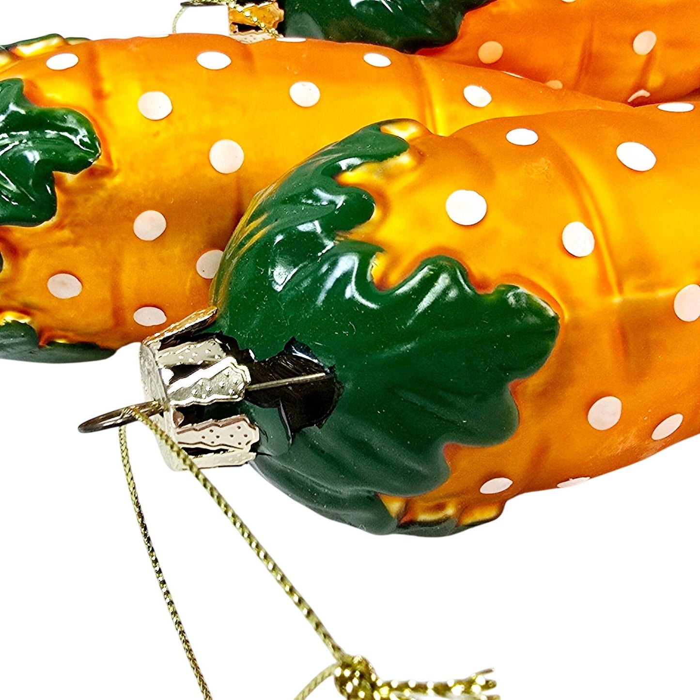 AS IS Set of 3 Blown Glass Carrot Ornaments, FLAW