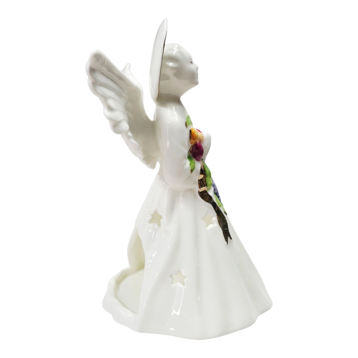 Vtg Harrods London 1990 Porcelain Angel Figurine Fruit Garland Candle Holder