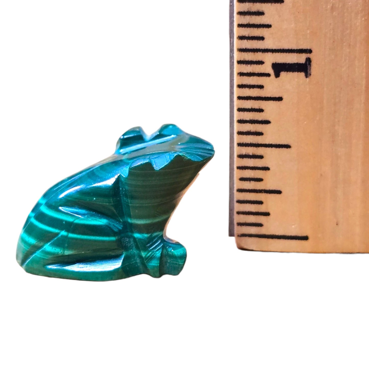 Vintage Tiny Malachite Frog Figurine FLAW, See details