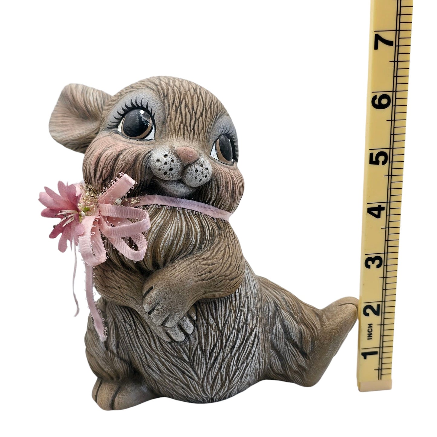 Vintage Ceramic Bunny Figurine Signed PC Pepper's Ceramics Thumper Bunny Easter