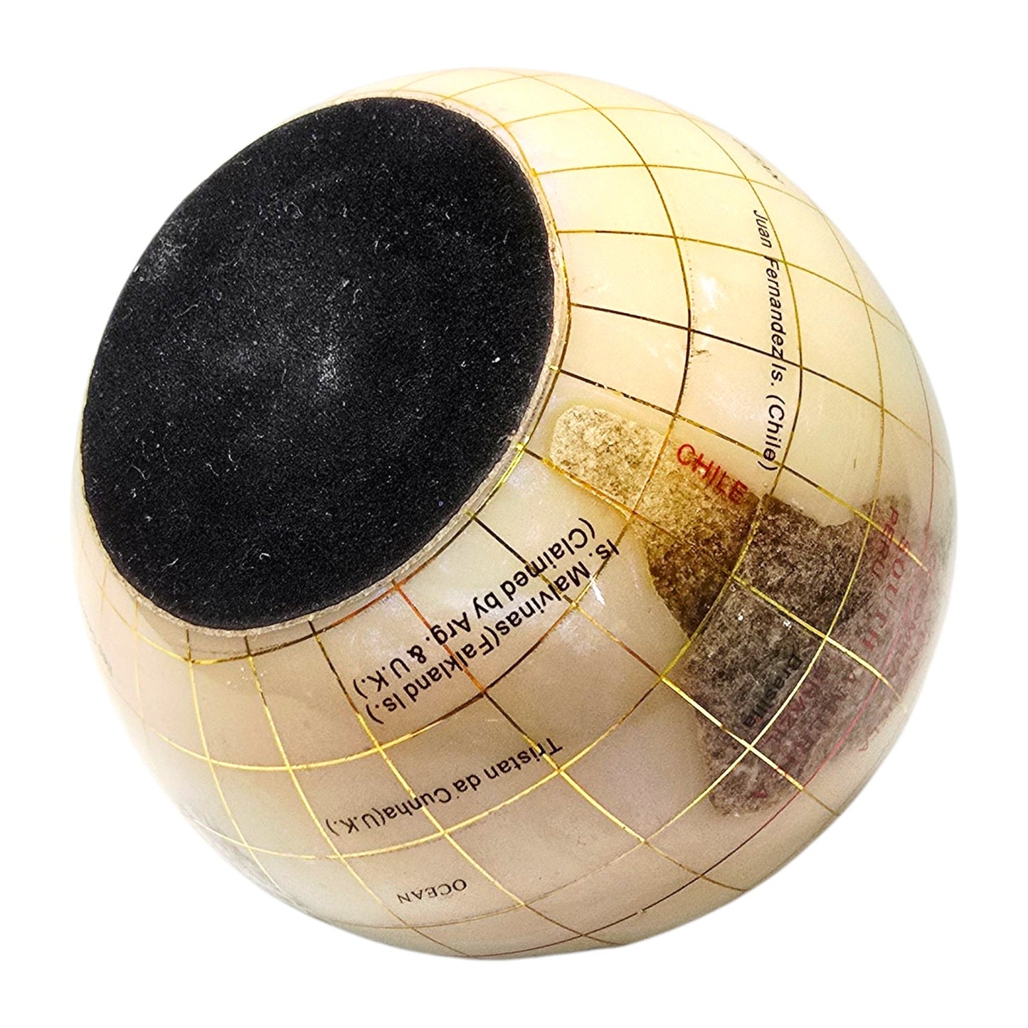 Vintage Gemstone Inlay World Globe Earth Paperweight