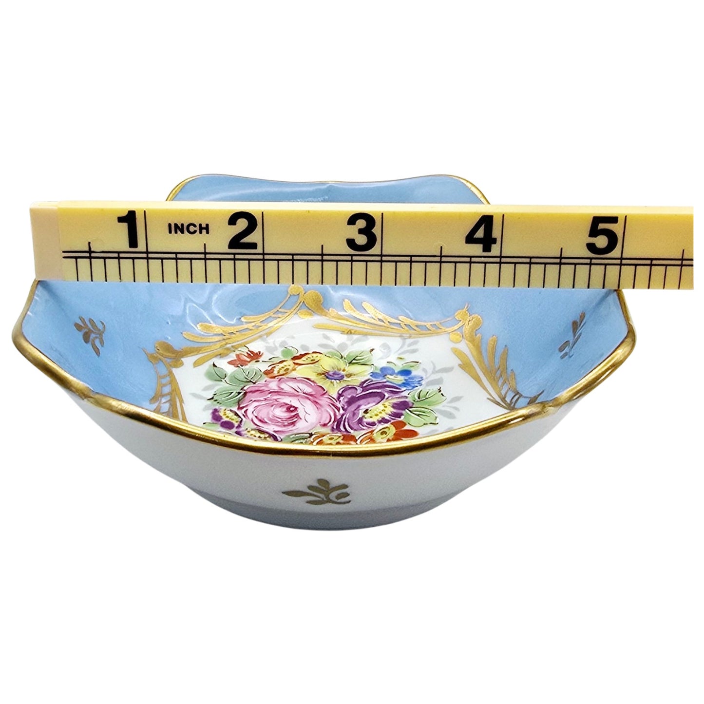 Blue French Porcelaine De Couleuvre France Decorative Bowl Made in France Flower