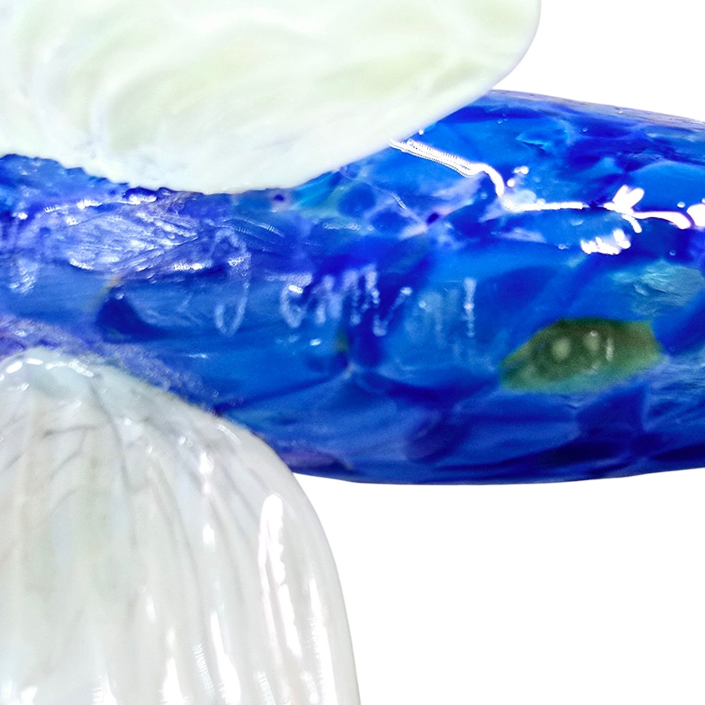 Gorgeous Blue Thames Art Glass Fish Hand Blown Fish Ornament Figurine Signed FLAW