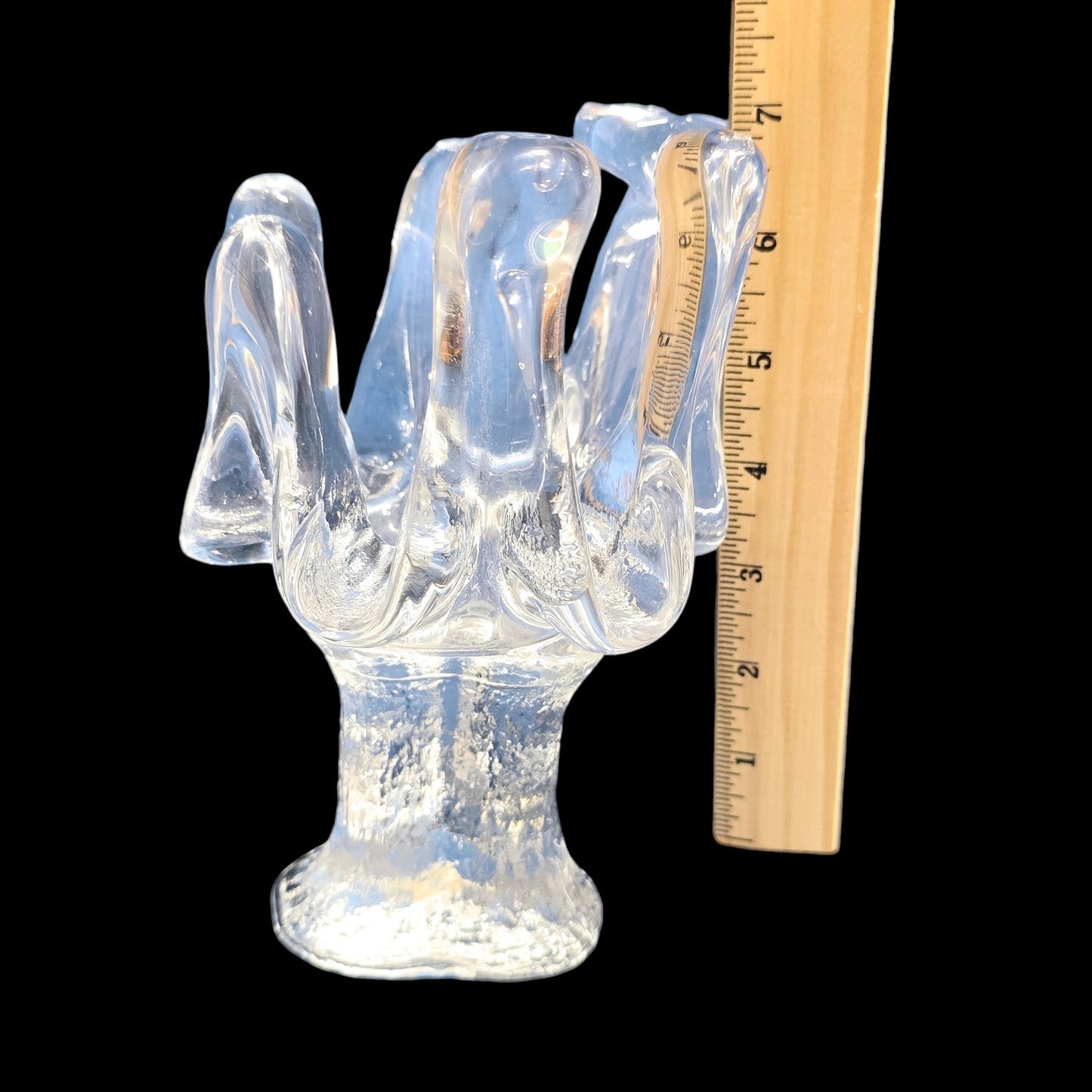 Set of 3 Handblown Randsfjord Glass Norway Special Crystal Sunflower Ice Votive Holder