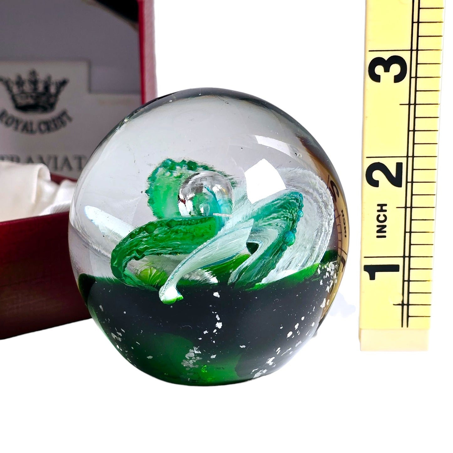 Vintage Royal Crest Latravita Art Glass Paperweight with Box-Brenda