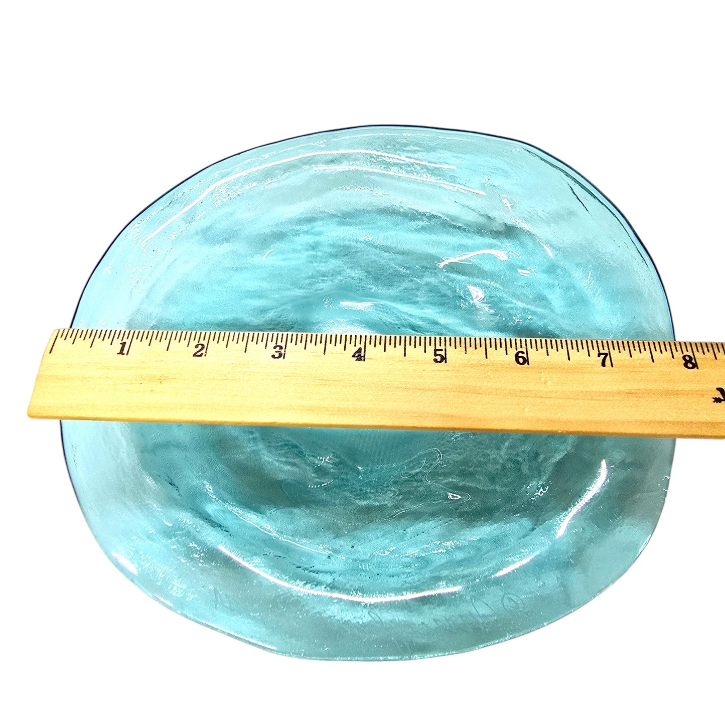 Annieglass Oval Platter, Leaf Dish Handcrafted Artisan Glass Made in USA, Textured Ribbed Glass