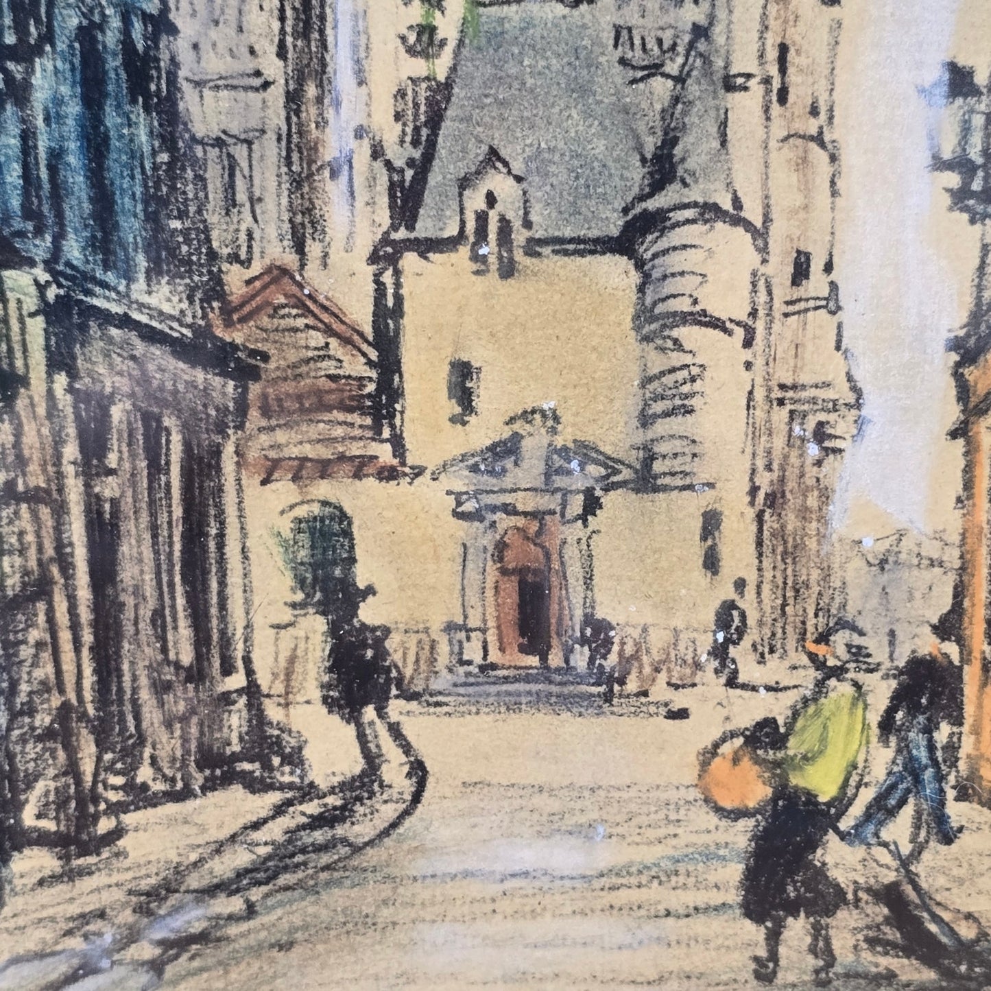 Signed Barday French Artist Lithograph Paris Eglise st Genevieve Paris Scene Vtg