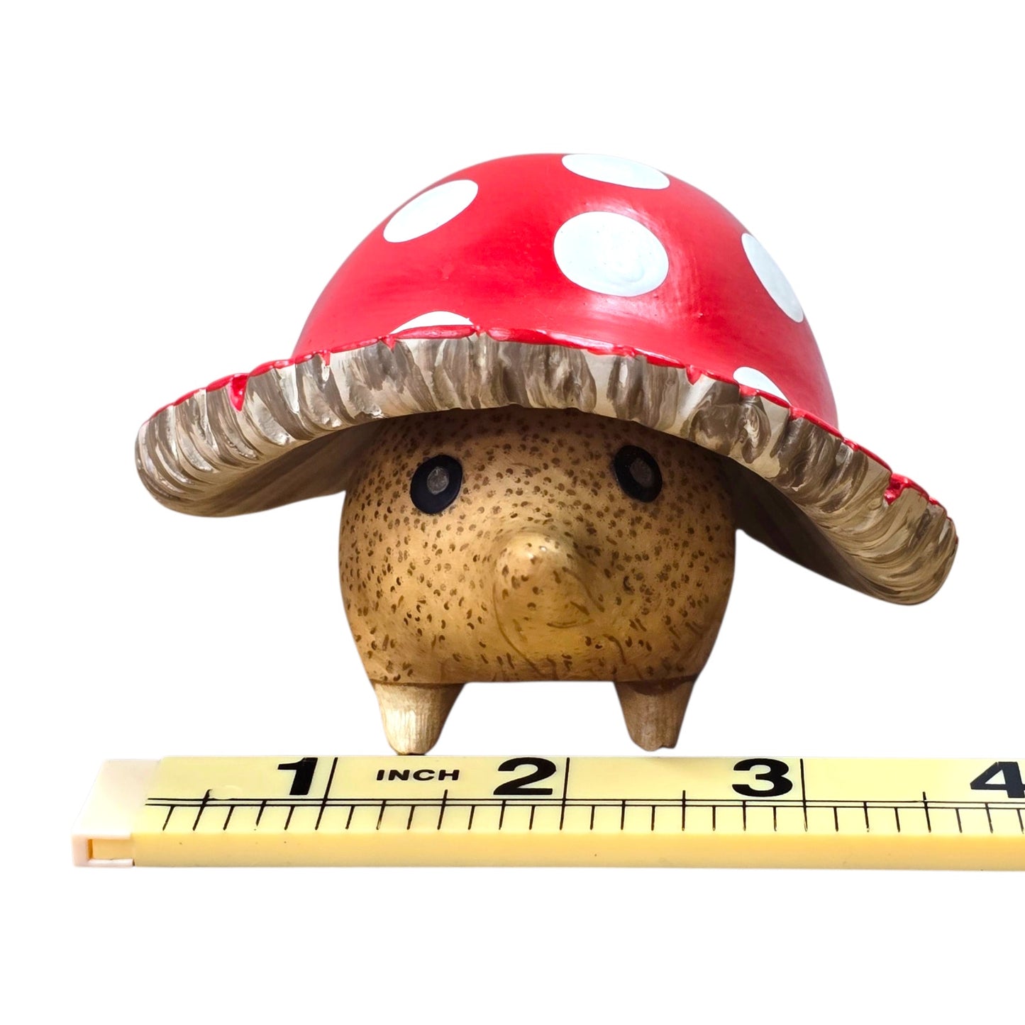 DCUK Wooden Hedgehog Mushroom Toadstool Cap Hand Carved Painted Figurine