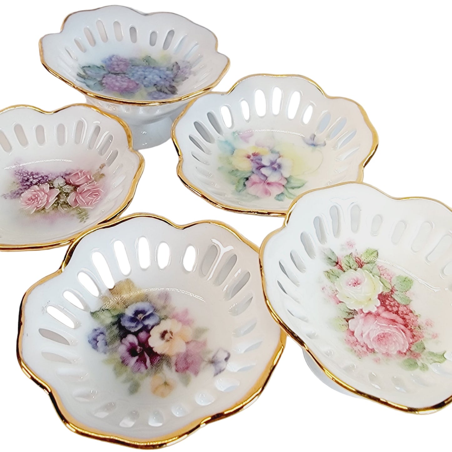 Set of 5 Tiny Sugar Pedestals Chocolate Dinner Mint Dish by Lois White CreARTive Treasures