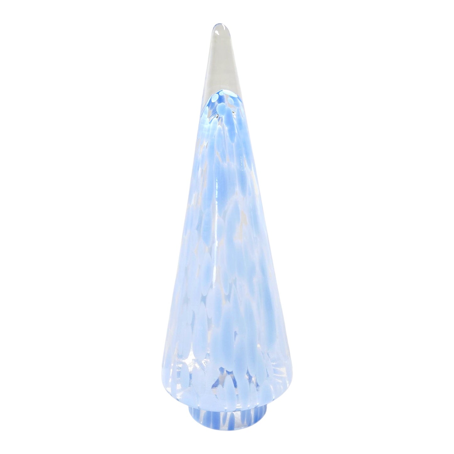 Handblown Art Glass Tree Periwinkle Blue Swirl Hollow 11" H