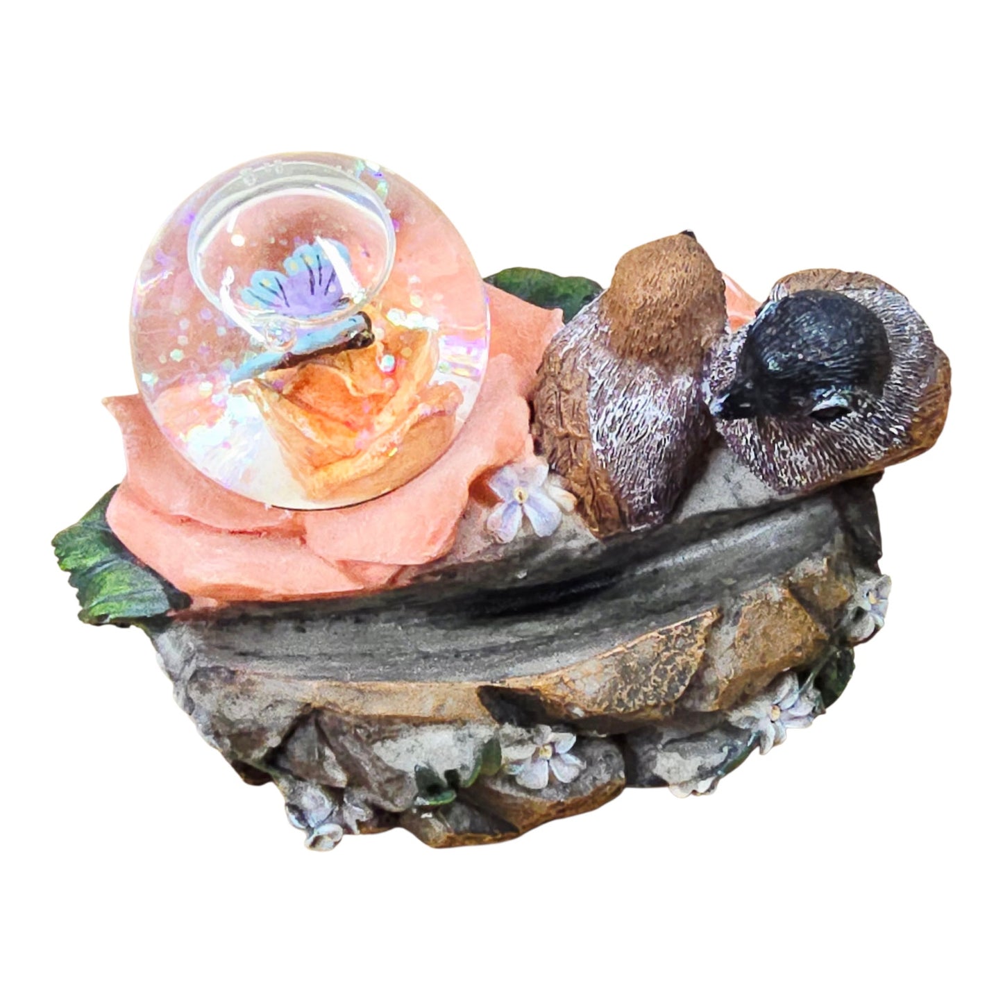 Young’s Inc Resin Bird Rose Figurine Mini Snow Globe Fairy Floral Home Decor