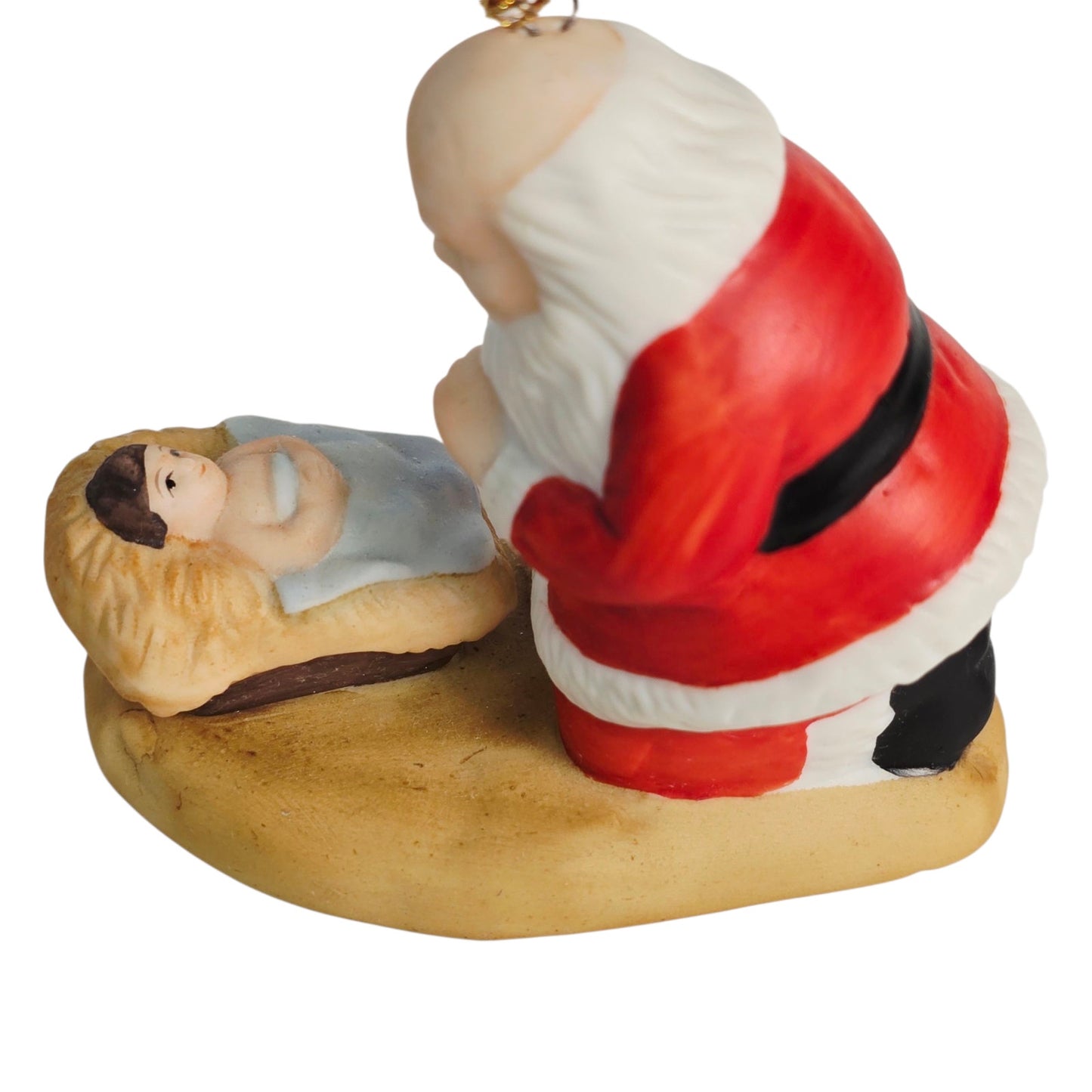 Vtg "The Kneeling Santa" Ornament 1985 by Roman Original Box, Santa & Baby Jesus