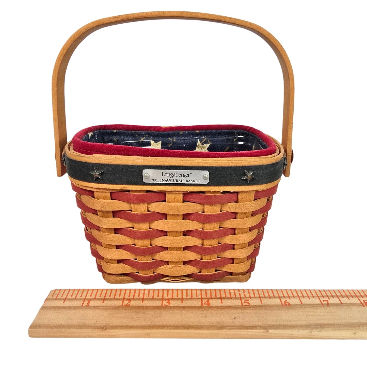 Pair Vintage Longaberger Patriotic Baskets 1998 Anniversary & 2001 Inaugural Set