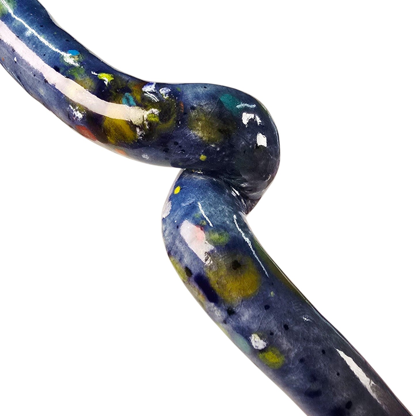 Adorable Worm Garden Stake Blue Pottery Worm Stake Whimsical Colorful Unique