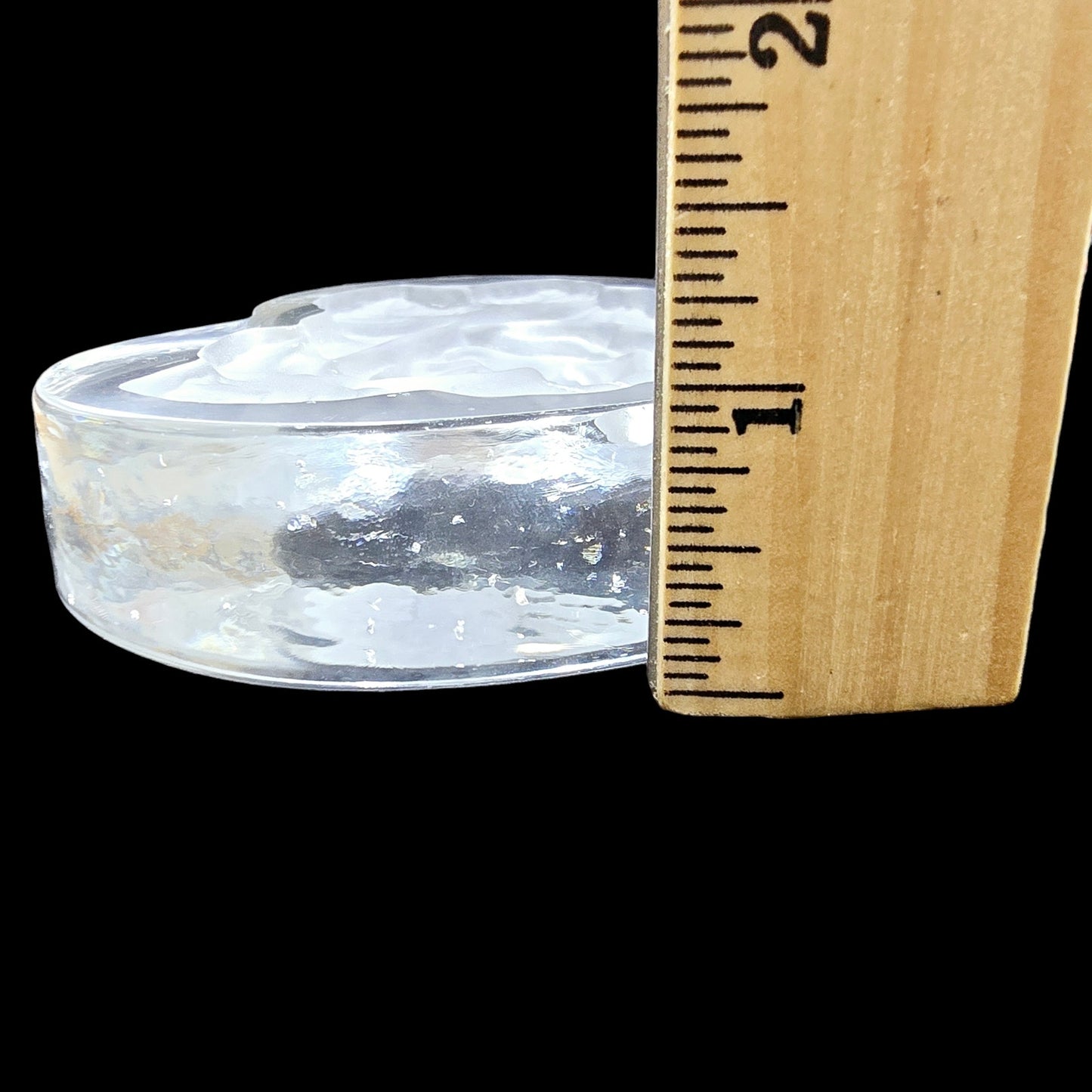 Crystal Etched Rose Heart Glass Paperweight 4" W