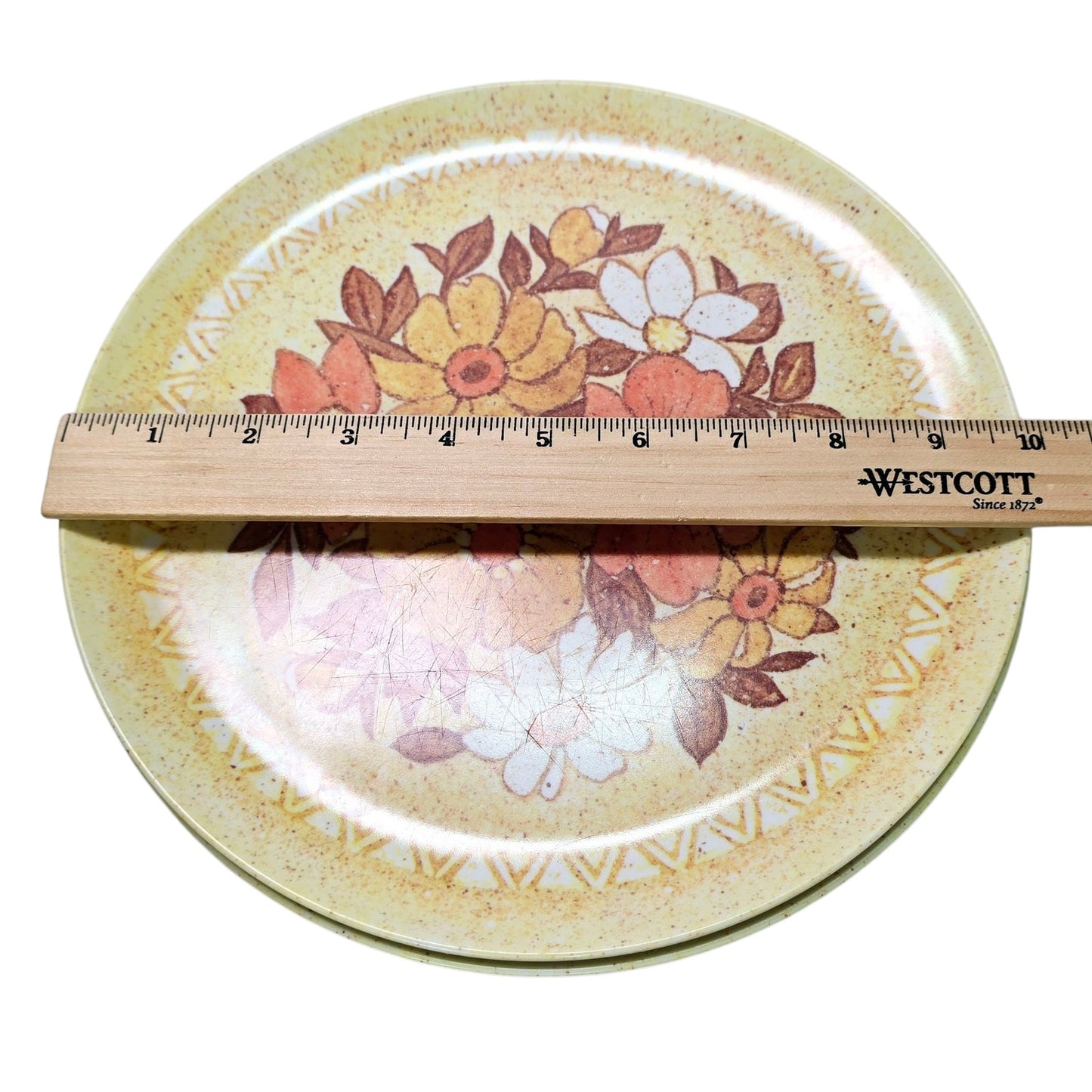 Vintage California Melamine Daisy Dinner Plates Los Angles, California Set of 2