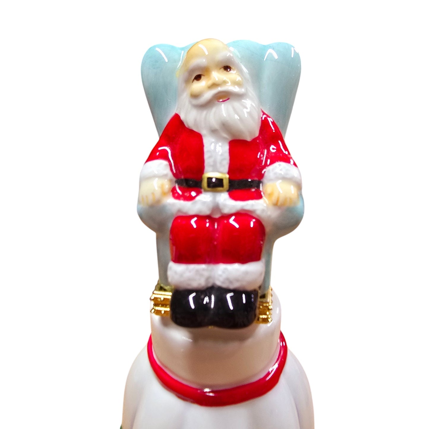 Resting Santa Hinged Box Bell, Ceramic Santa Trinket Box