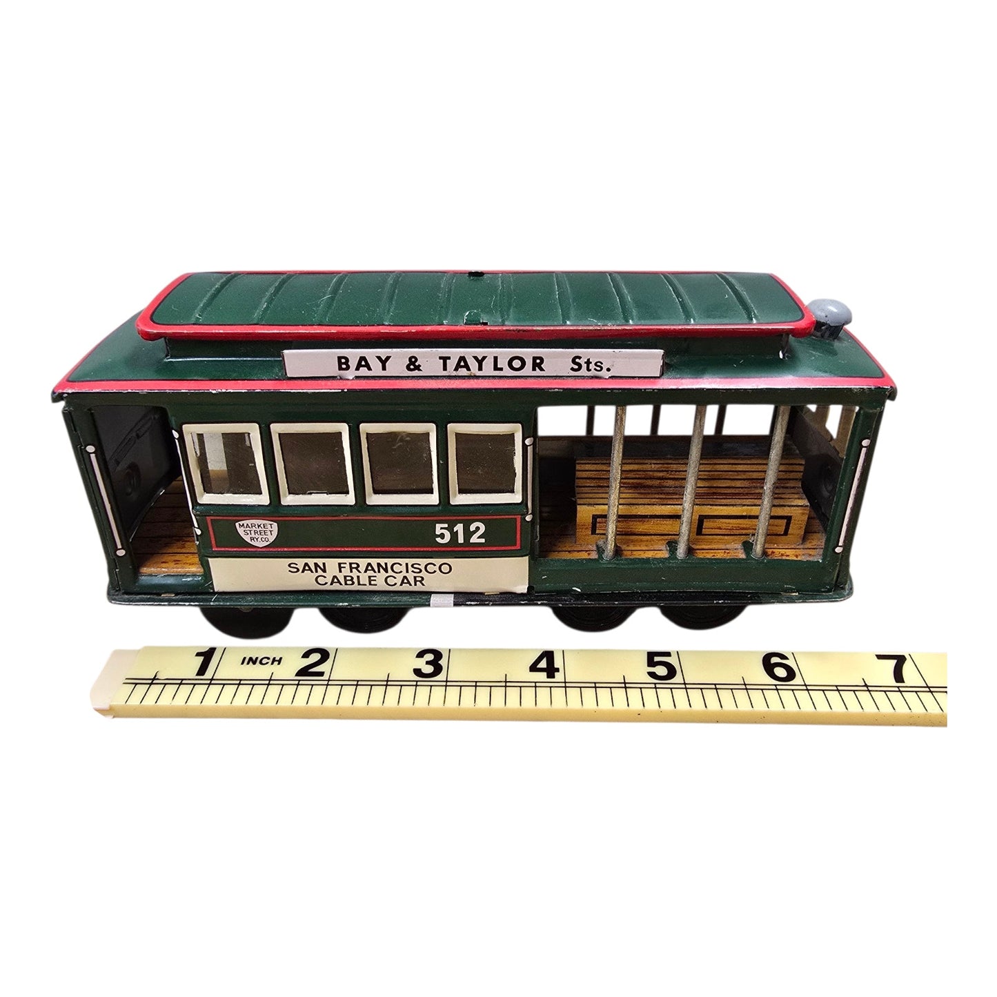 Vtg Tin Litho San Francisco Cable Car 512 Toy Japan Friction Bell