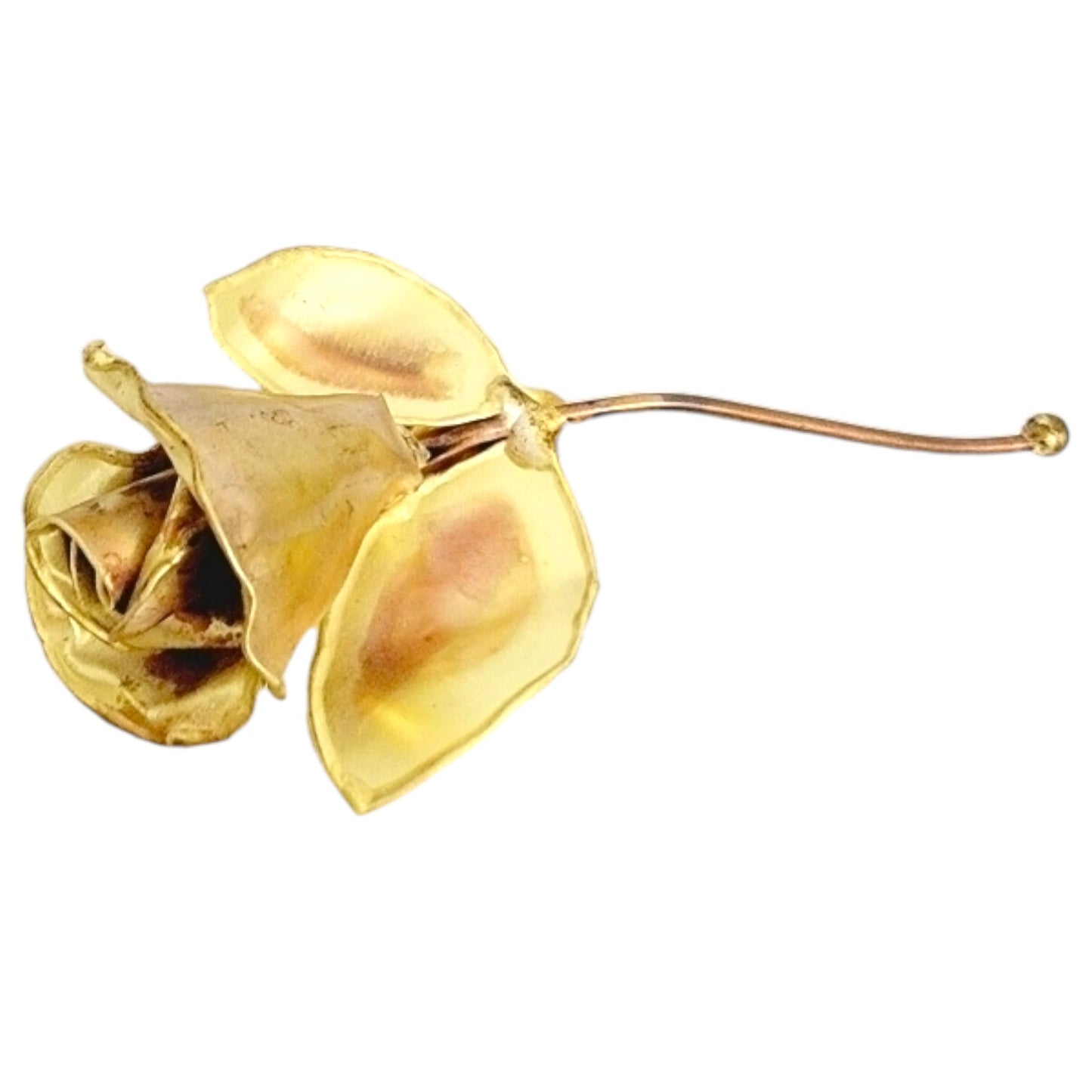 Vintage Gold Tone Handmade Metal Rose 5" L