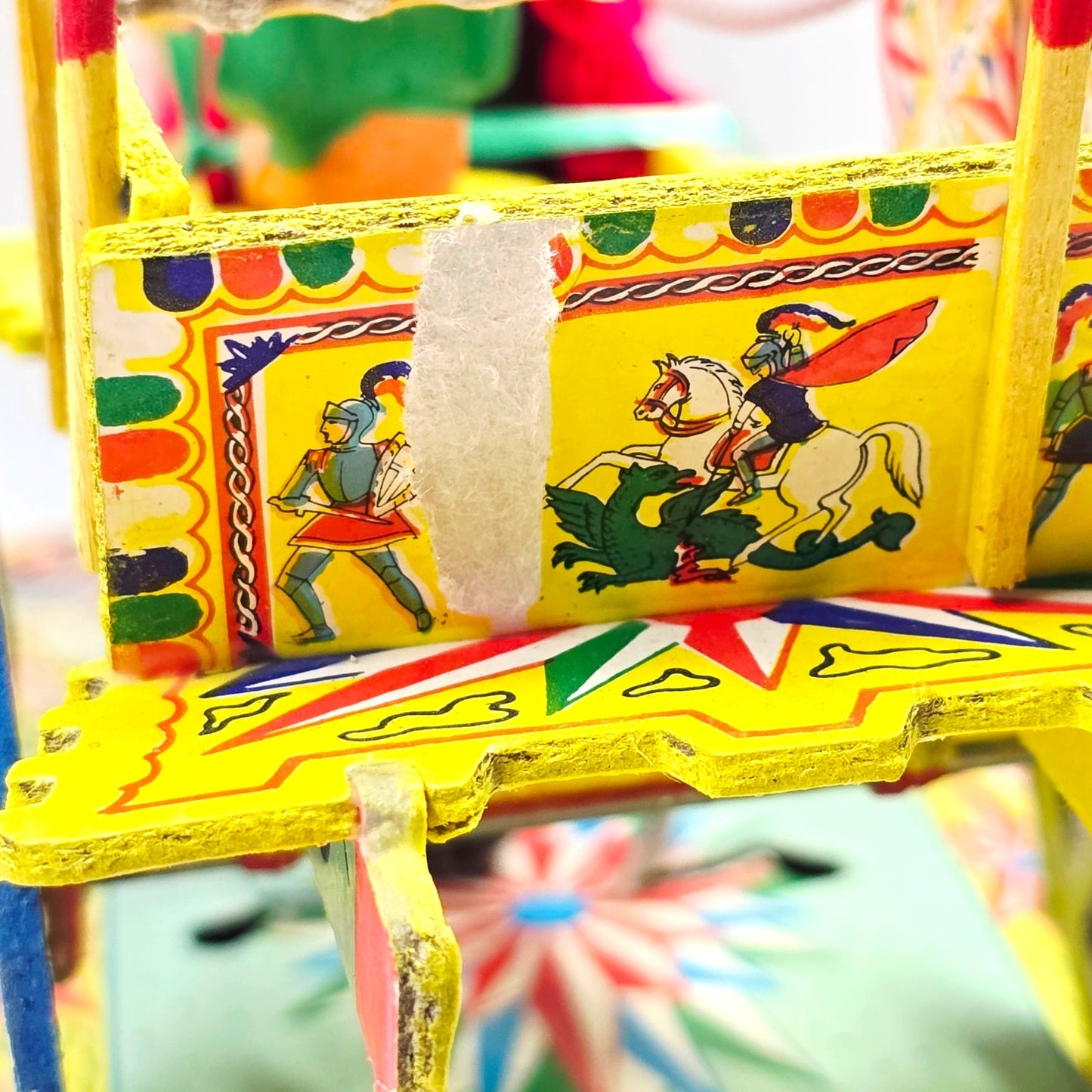 Vtg Gidi's Carrettino Siciliano Folk Art Paper Mache Wood Horse-Drawn Cart Italy