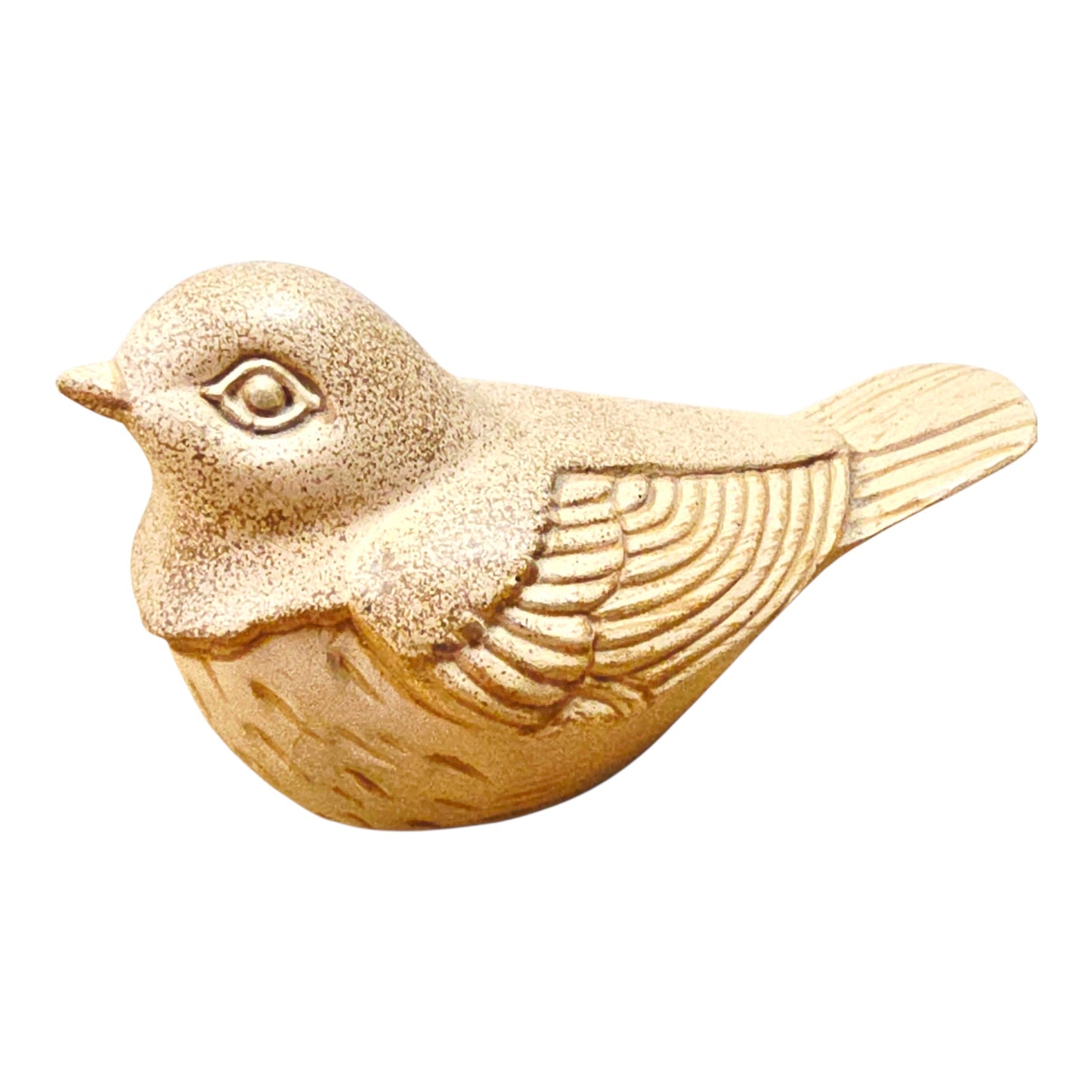 Resin Bird Figurine 4" Blond Wood Stone Look Decorative Sparrow Style Home Decor