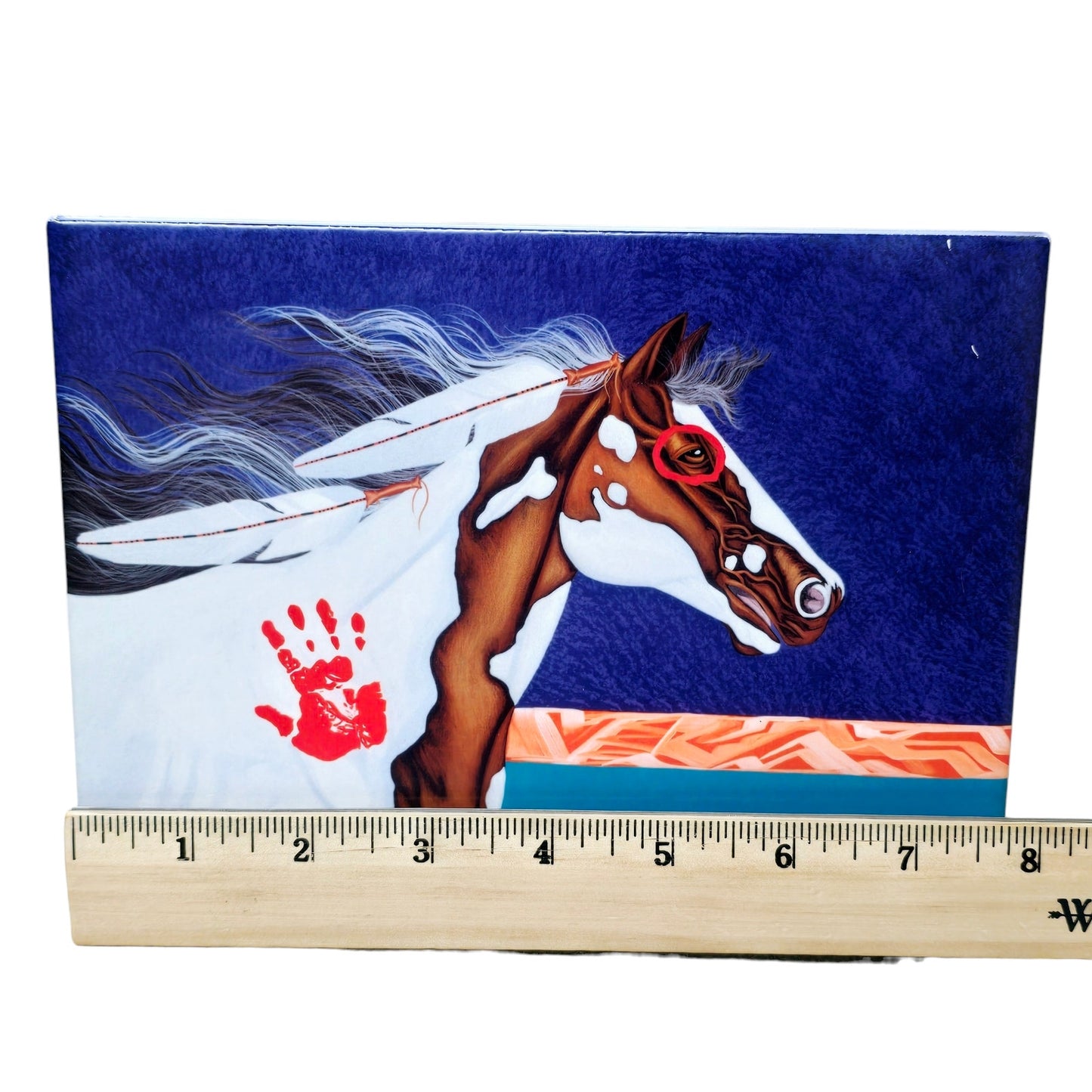 Bill Rabbit "Running Free" Tile Horse Acrylic Painting Tile on Stand, Cherokee