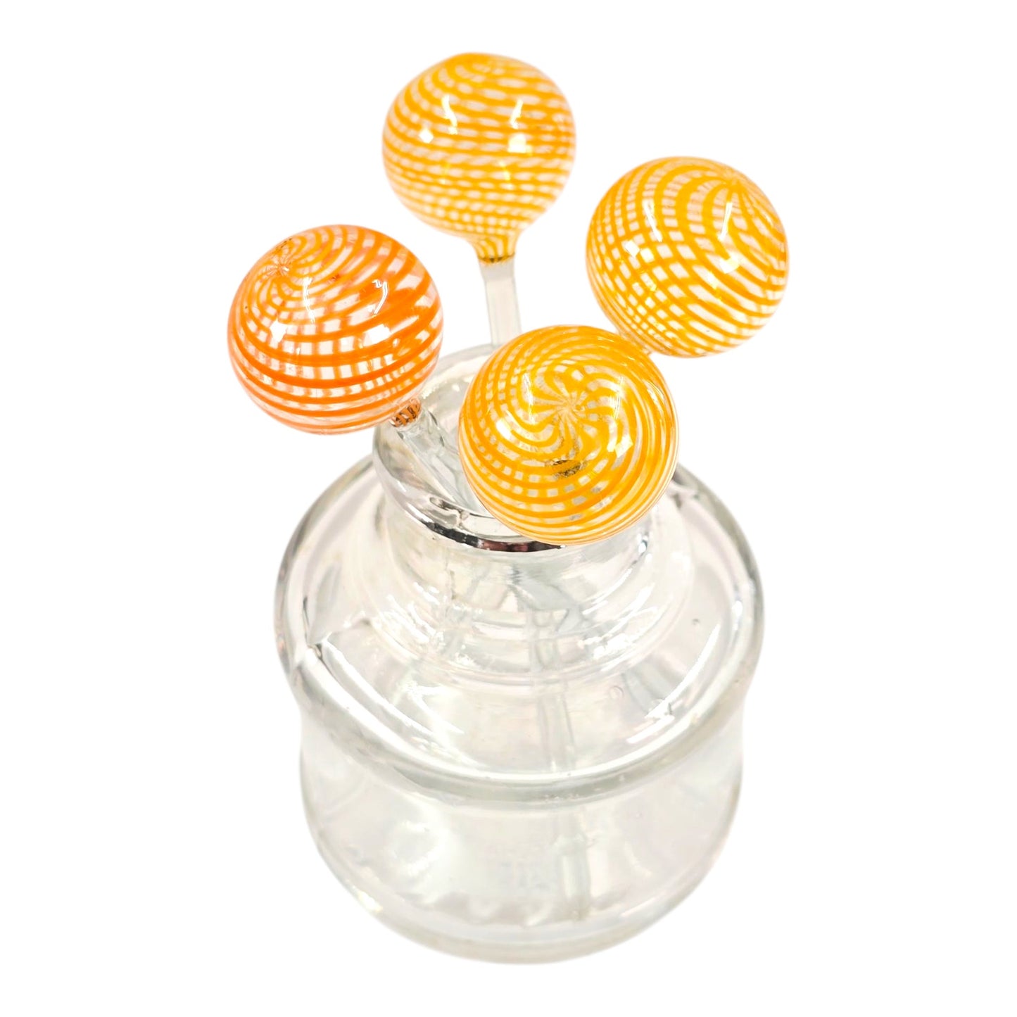 Vintage Set of 4 Hand-Blown Glass Cocktail Stick Stirrers Striped Art Glass