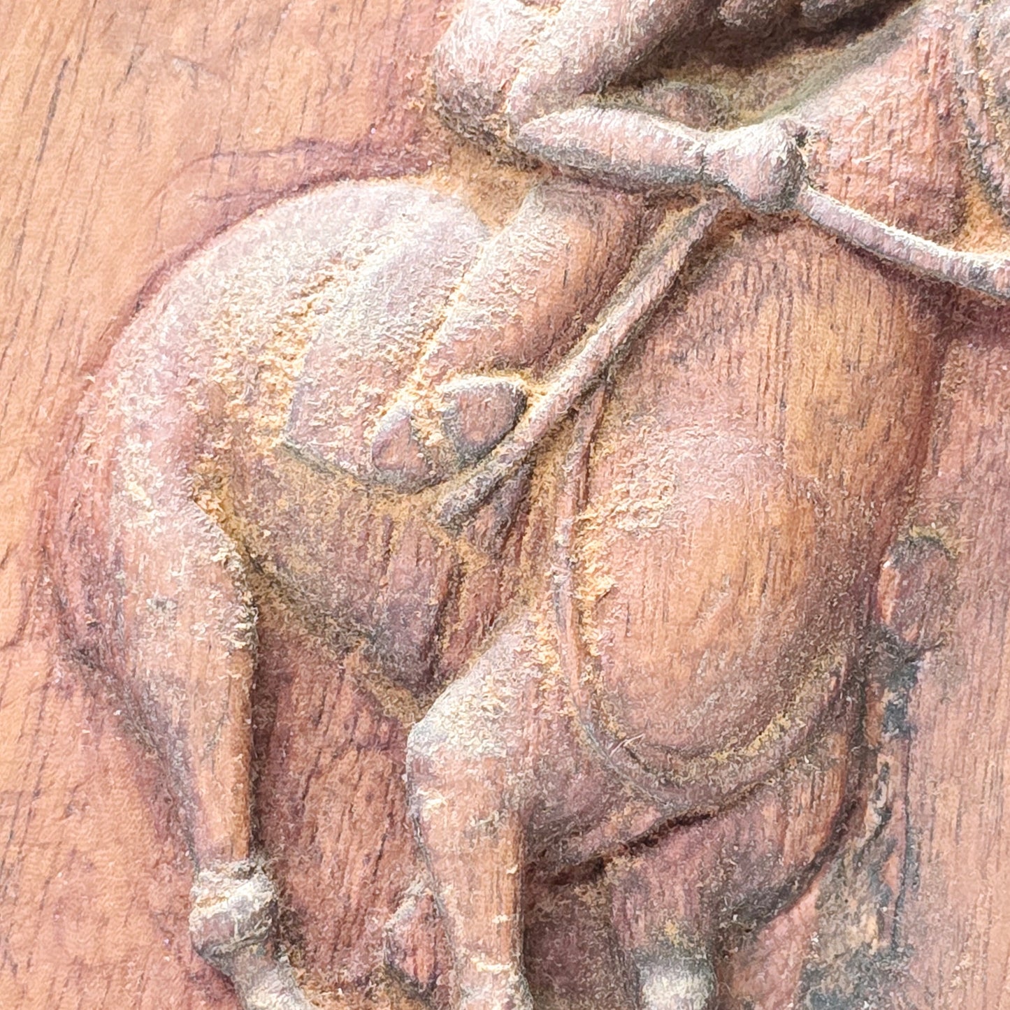 Vintage Rustic 1960's Ethiopian Wooden Horse and Rider in Motion Plaque Hand Carved