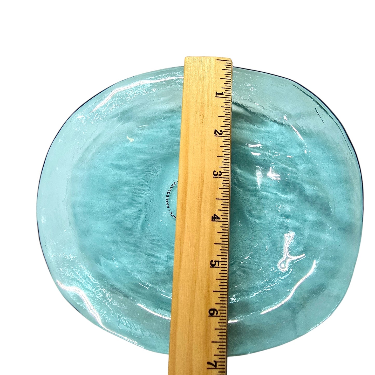 Annieglass Oval Platter, Leaf Dish Handcrafted Artisan Glass Made in USA, Textured Ribbed Glass