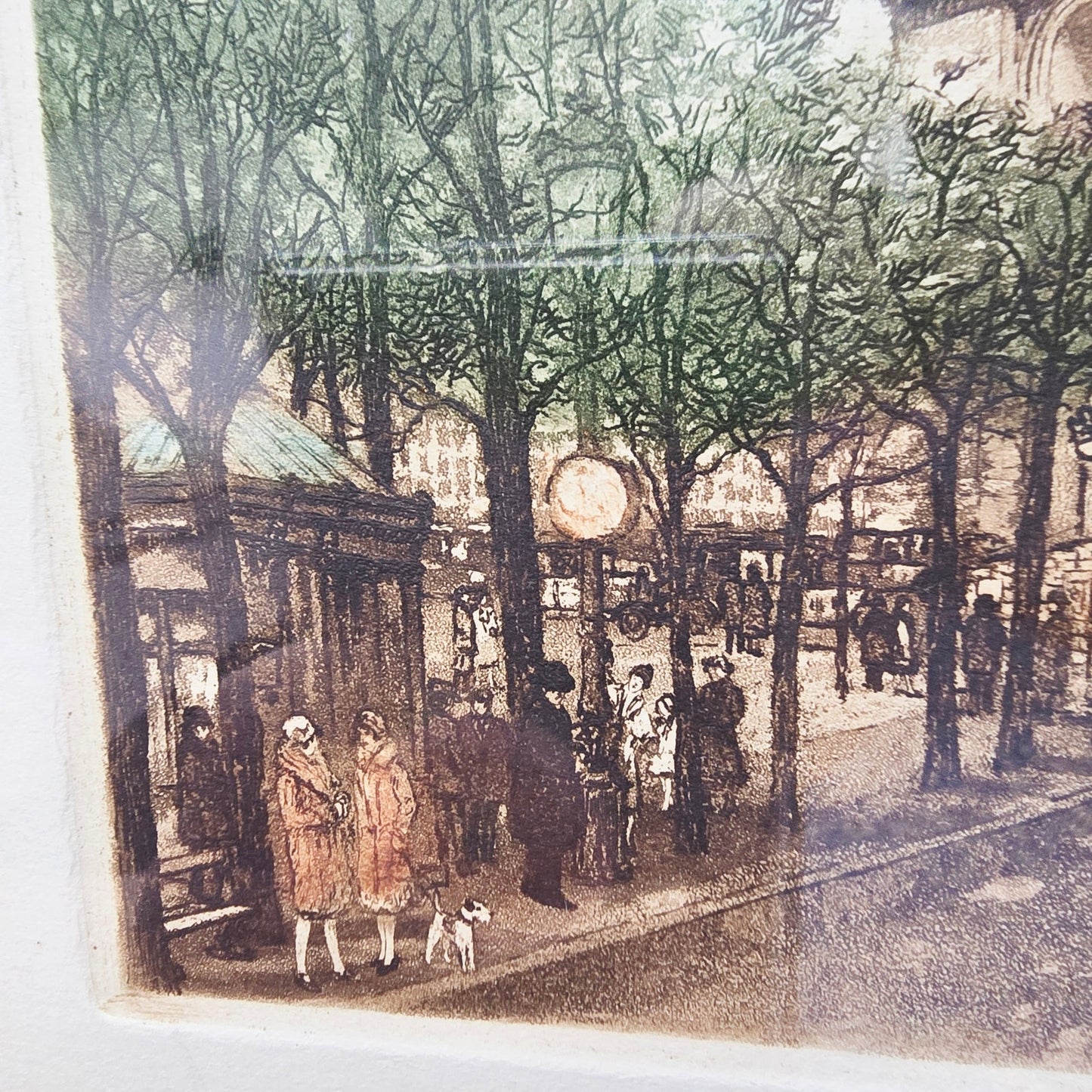 Signed Huberly Paris Scene HandColored Etching Arc de Triomphe Paris, France