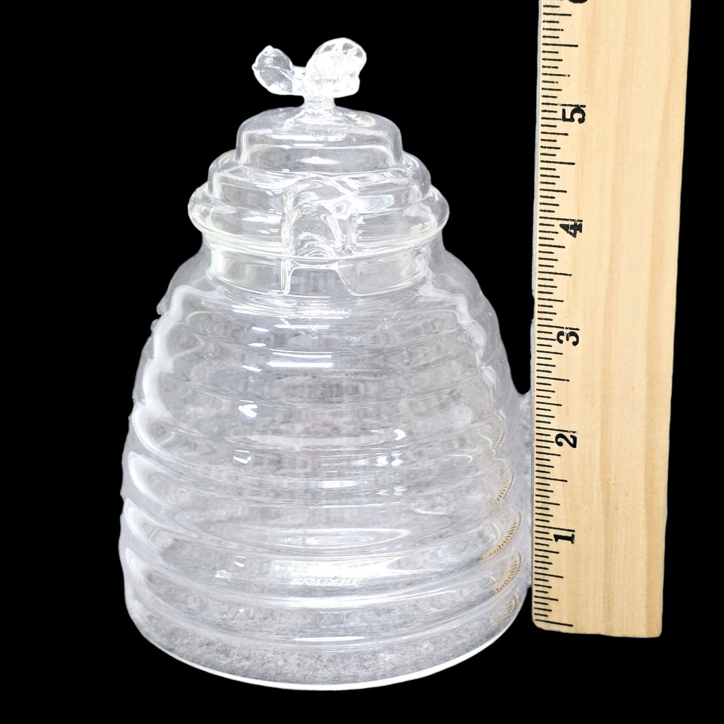 Market Square Clear Glass Honey Jar with Glass Bee Finial