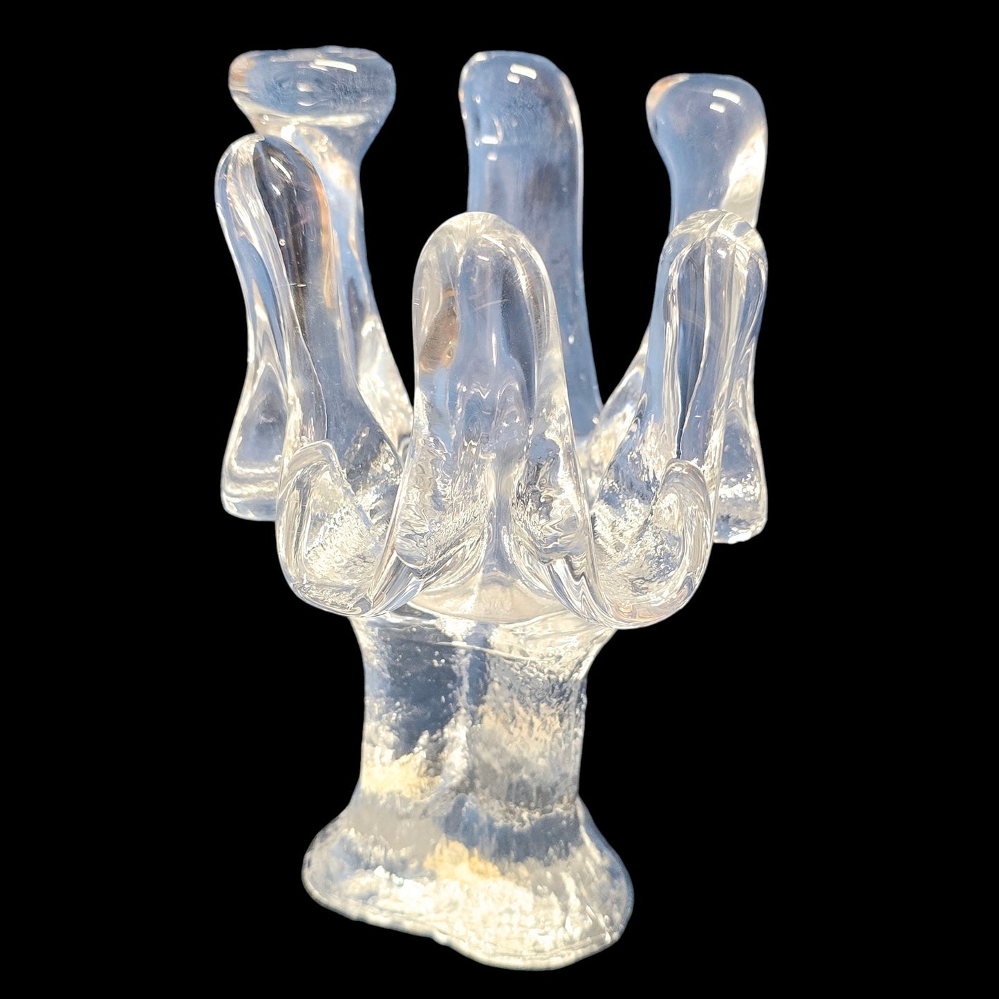 Set of 3 Handblown Randsfjord Glass Norway Special Crystal Sunflower Ice Votive Holder