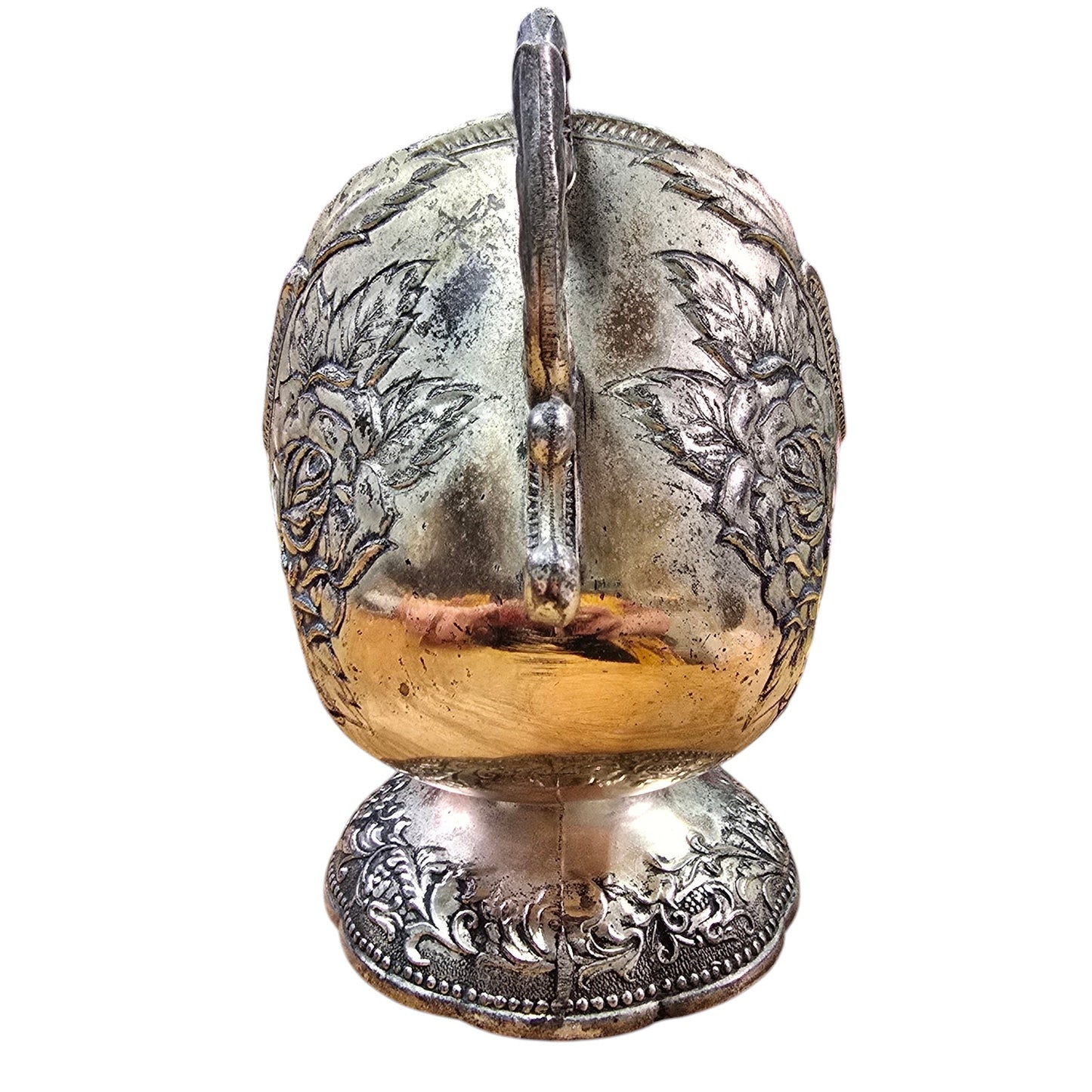Silver Plate Sugar Scuttle Pretty Rose Pattern, No Scoop