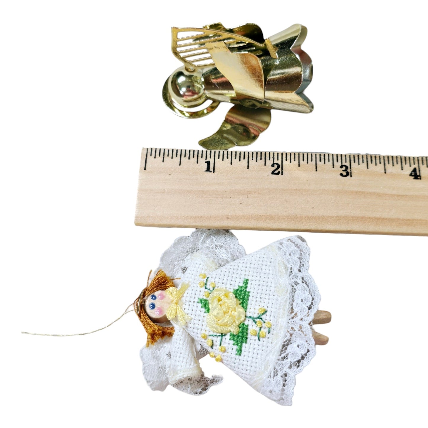 Lot of 3 Small Vintage Angel Ornament and Miniature Tree Toppers