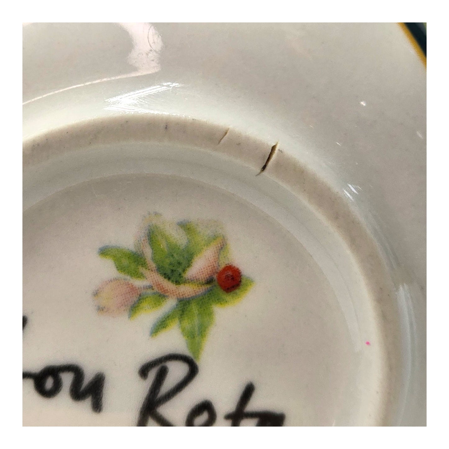 Anthropologie L Mug Monogram Leopard Lou Rota Floral Cup Gold Handle Boho-chic