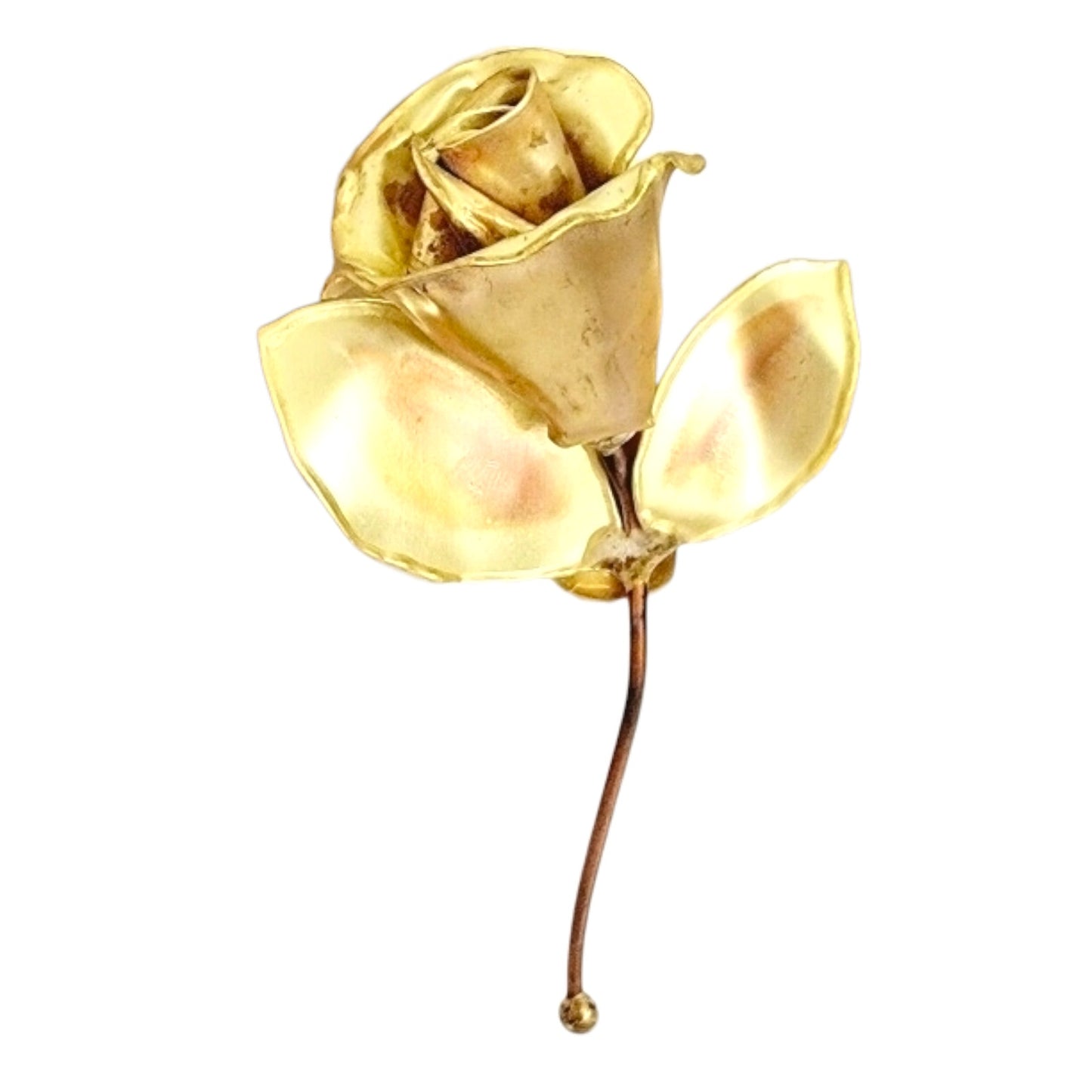 Vintage Gold Tone Handmade Metal Rose 5" L
