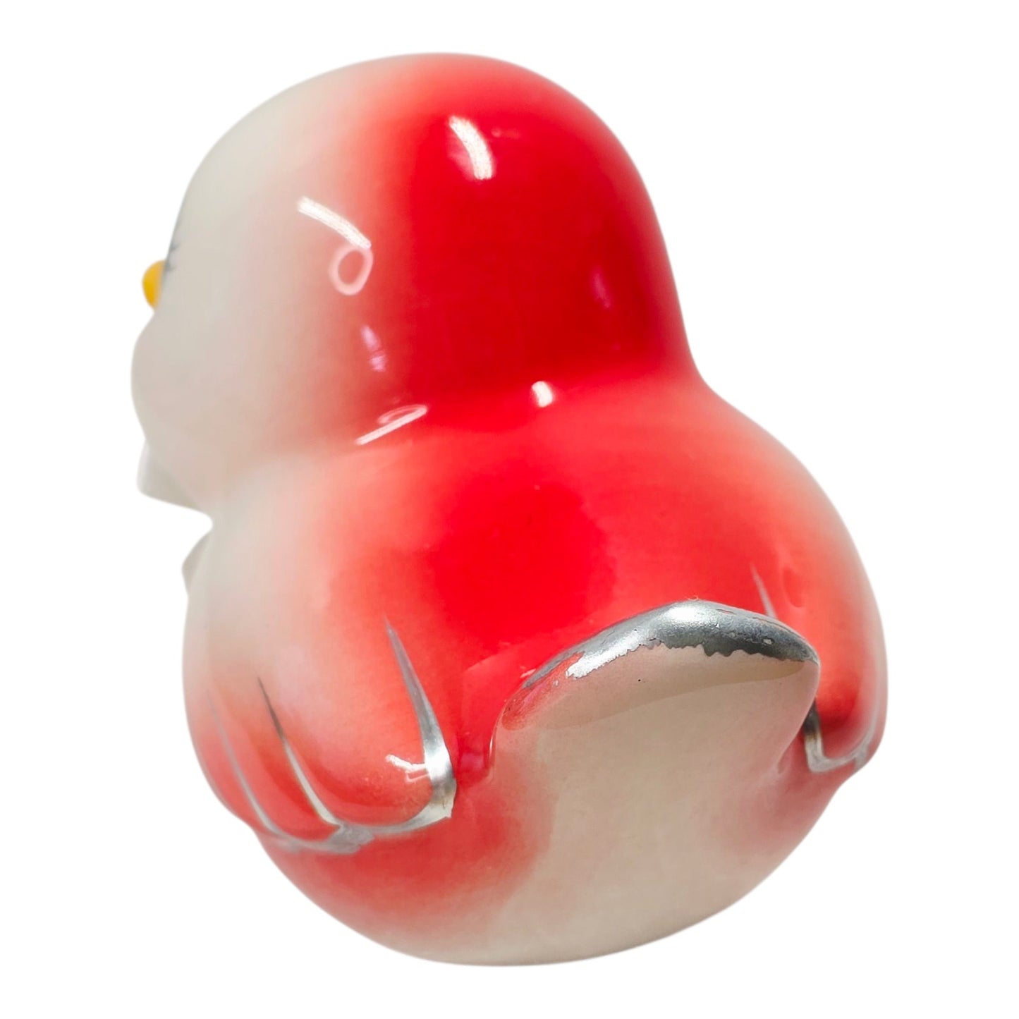 Ceramic Vintage-Inspired Baby Bird, Pink and Red Kitschy Bird Pudgy Baby Bird